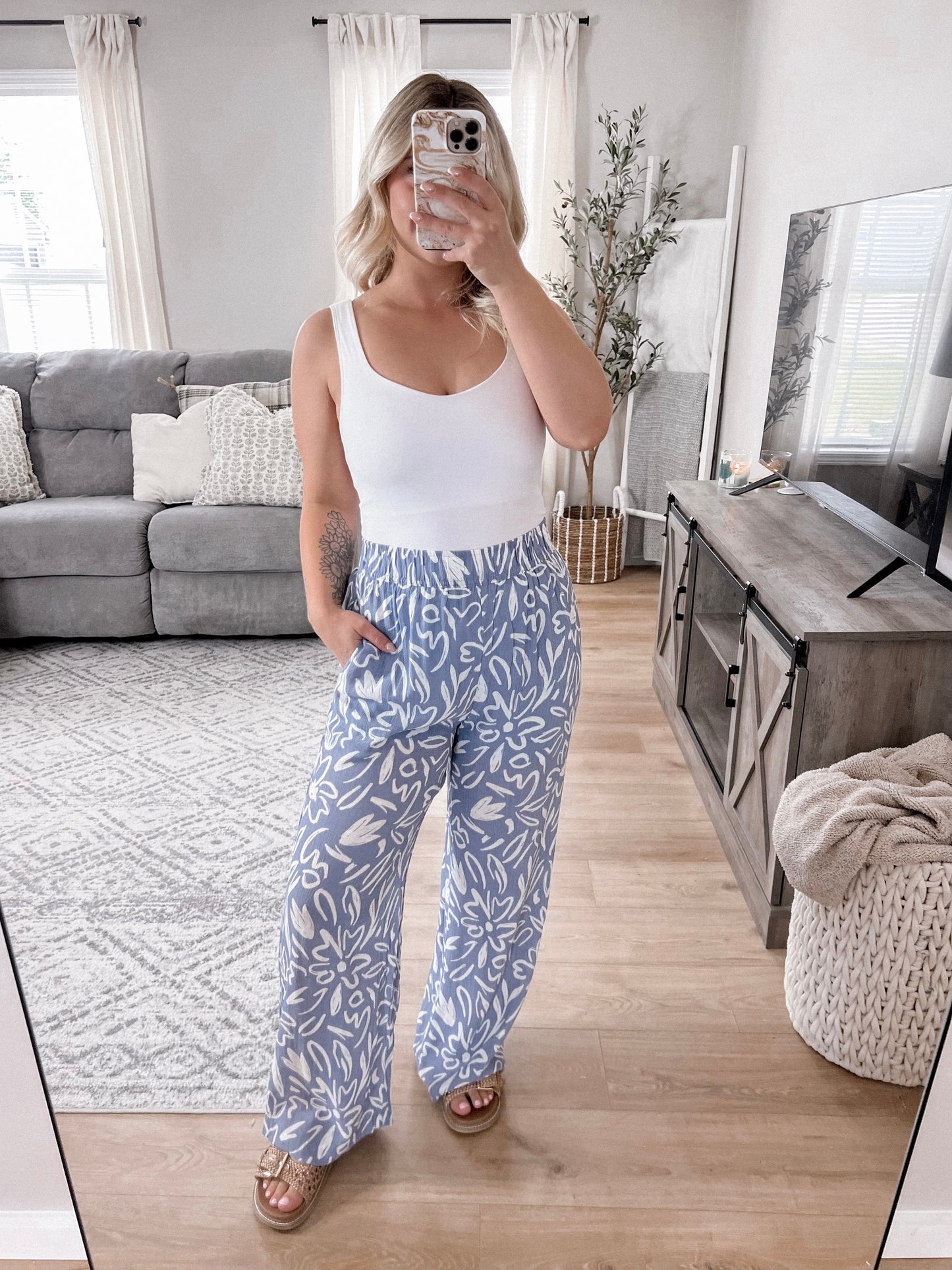 Floral Skies Wide Leg Pants