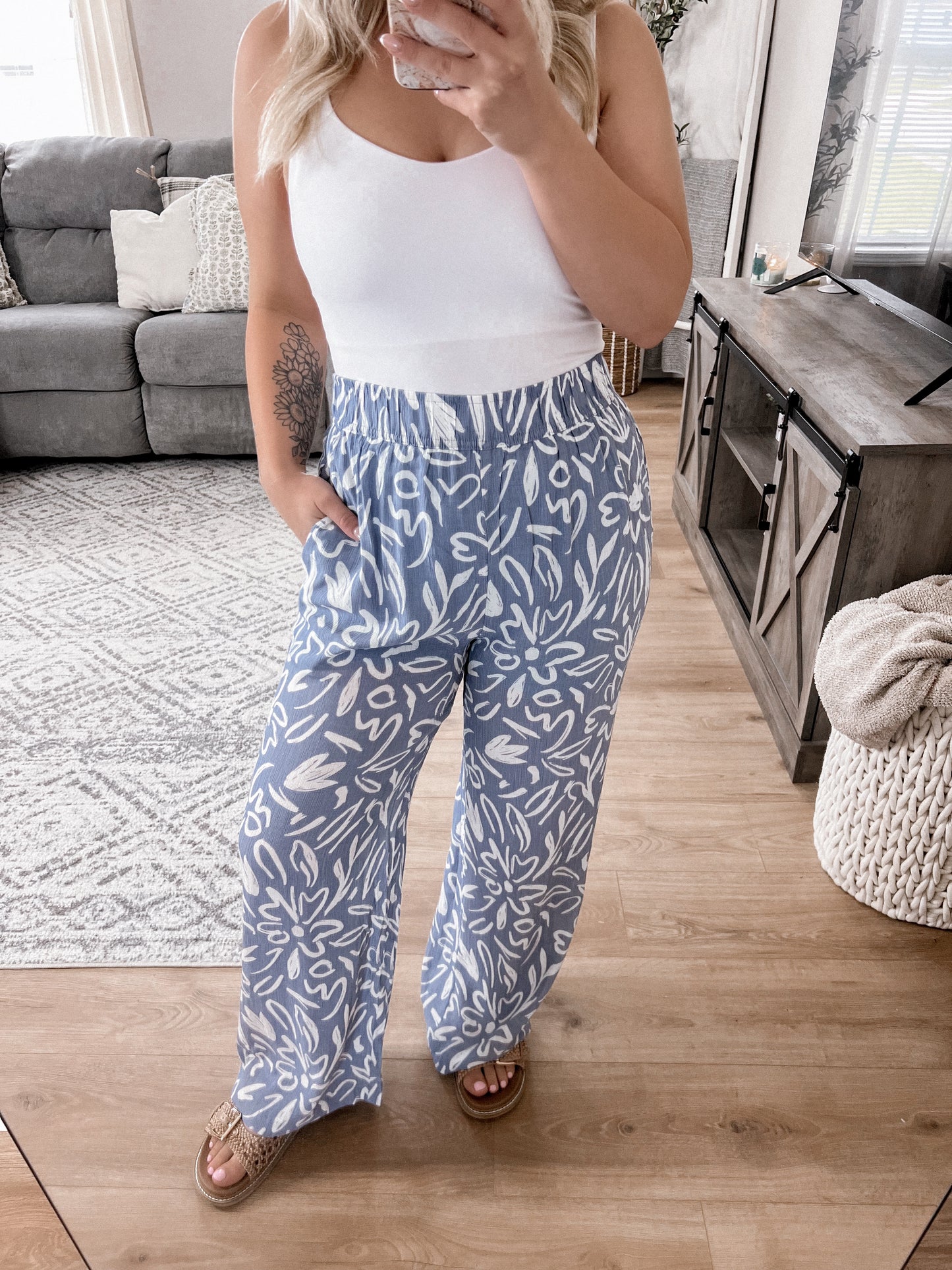 Floral Skies Wide Leg Pants