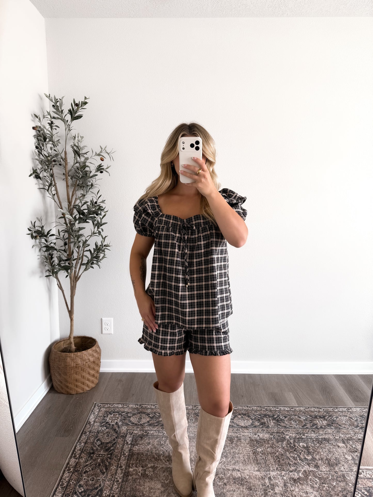 Hunter Moon Plaid Short Set