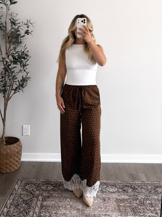 Mocha Moments Dotted Lace Pant