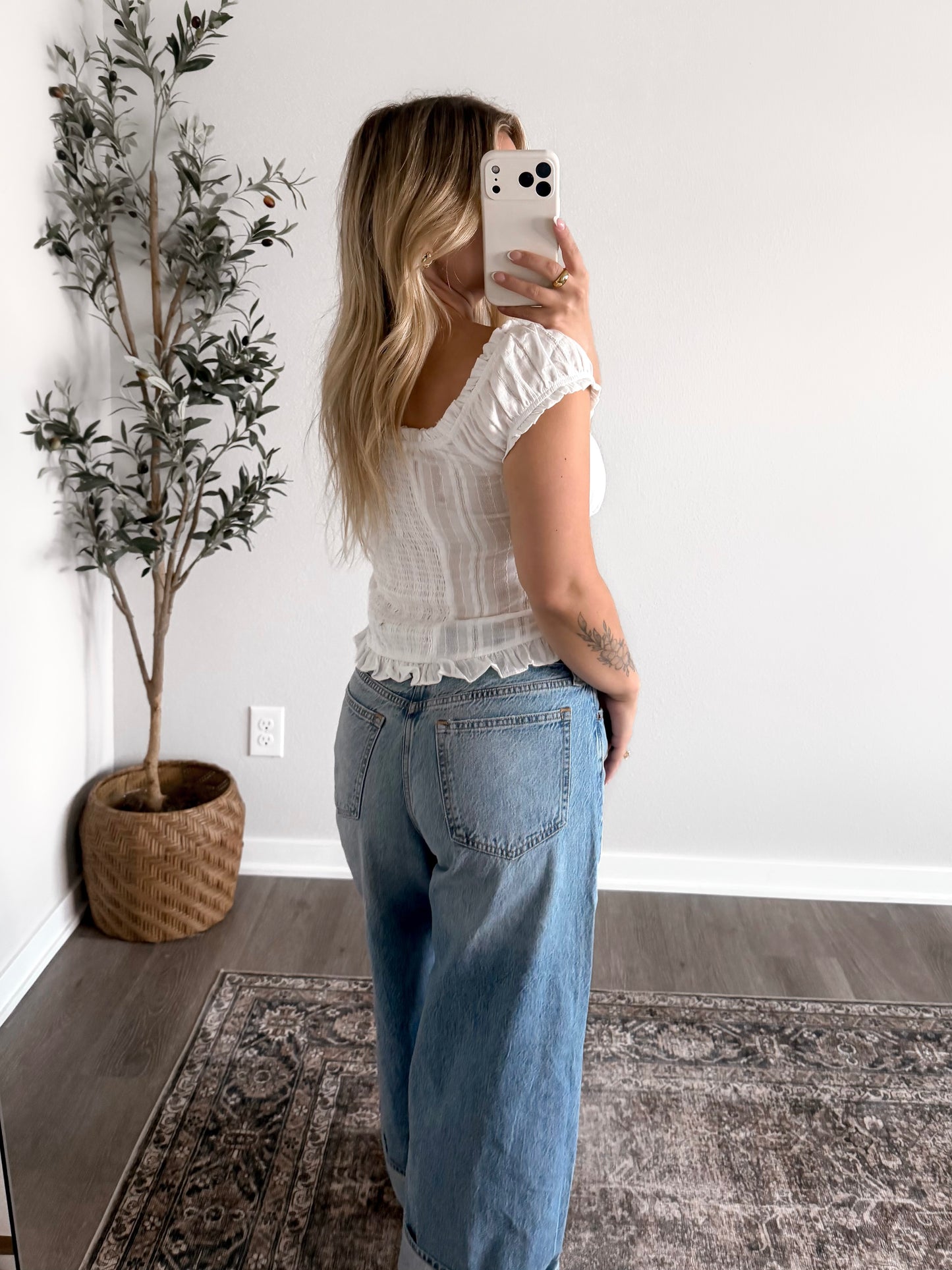 Monti Button Down Top / White