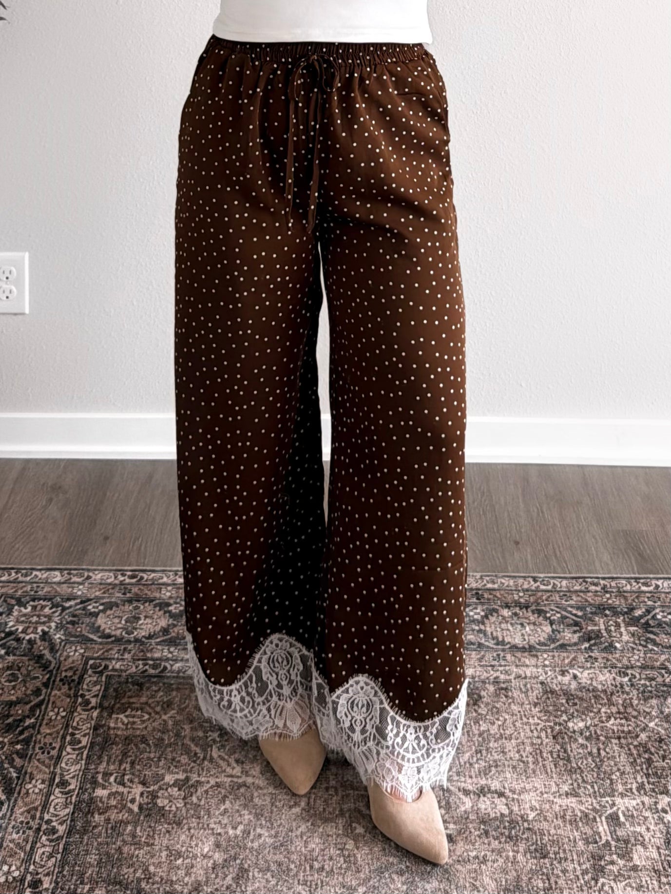 Mocha Moments Dotted Lace Pant