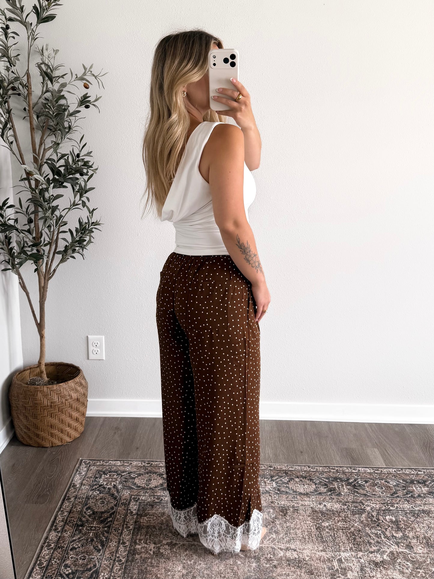 Mocha Moments Dotted Lace Pant