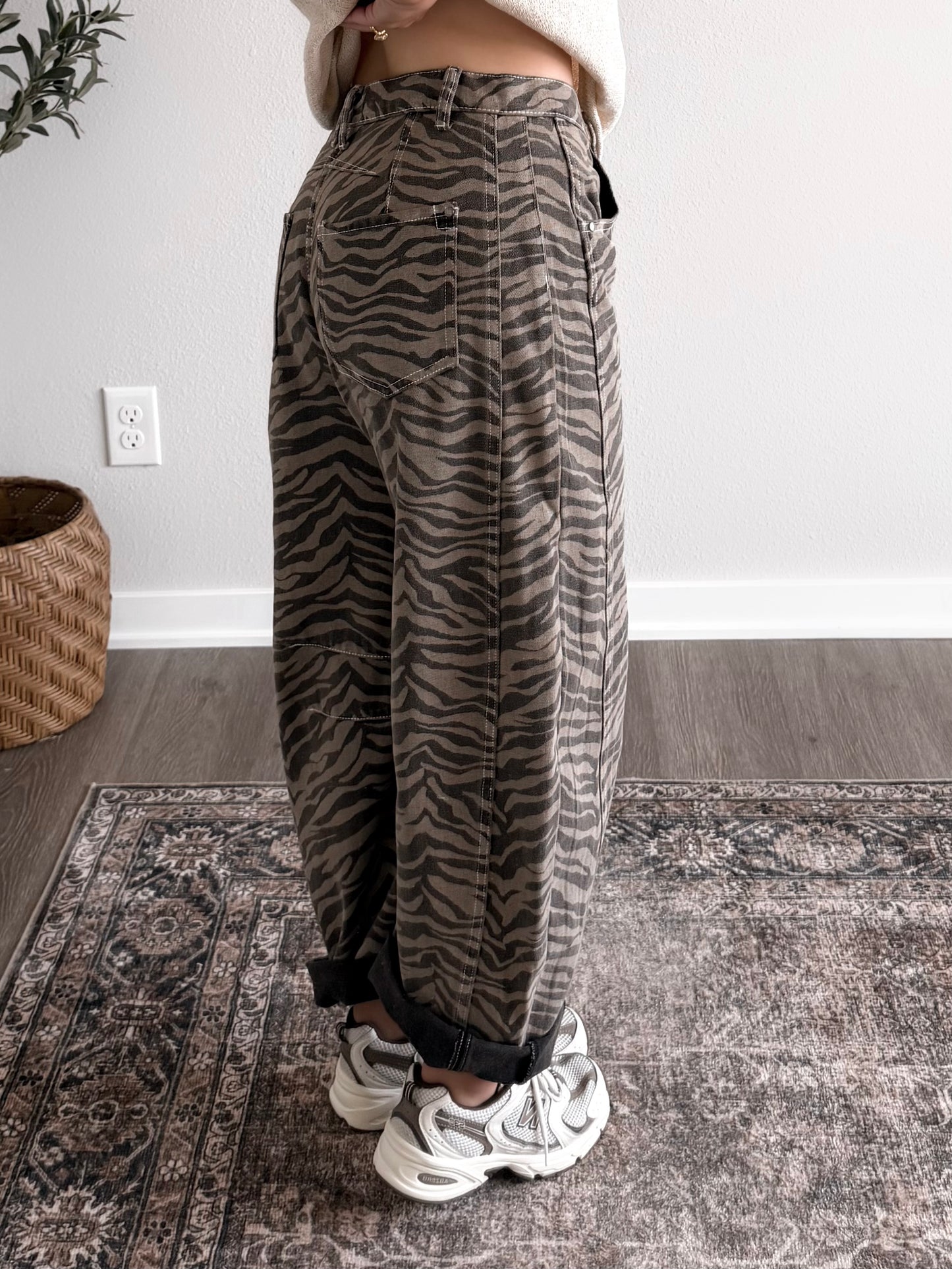 Wildlife Zebra Barrel Jean