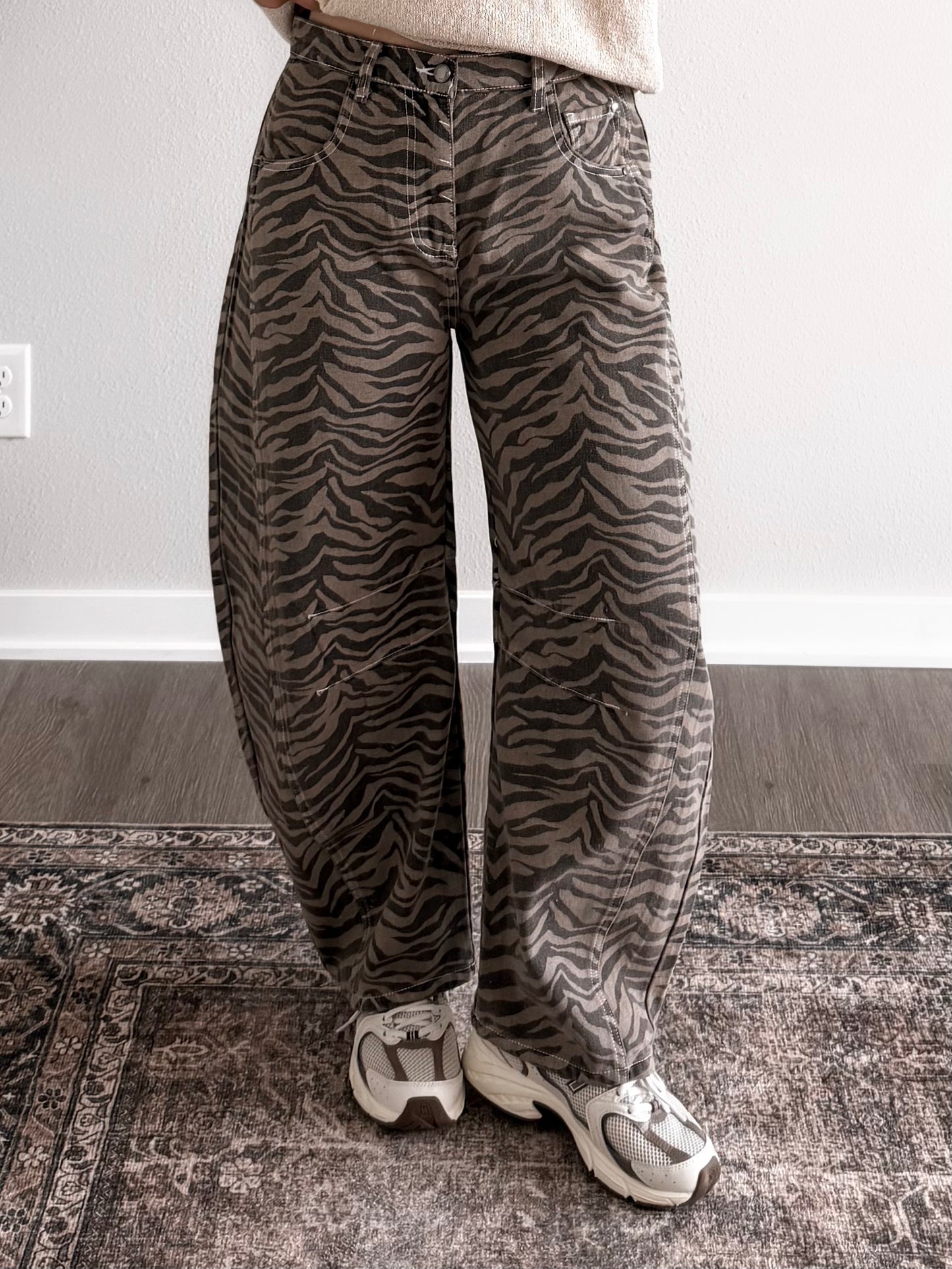 Wildlife Zebra Barrel Jean