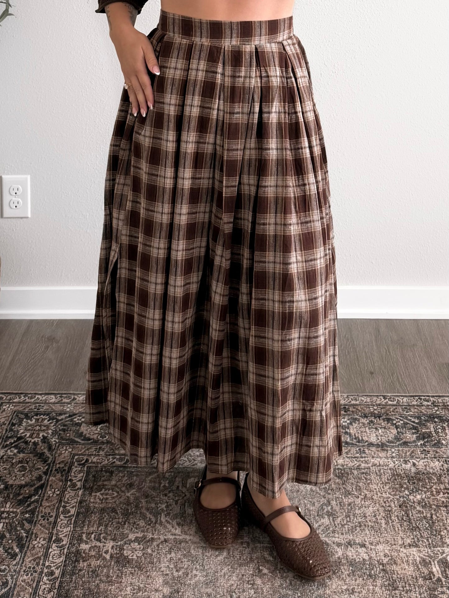 Maple Ridge Plaid Midi Skirt