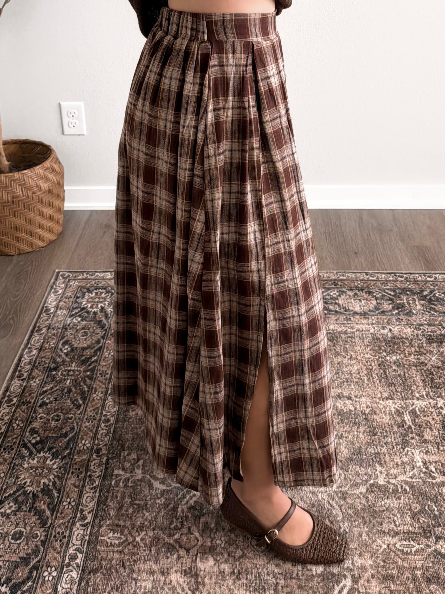 Maple Ridge Plaid Midi Skirt
