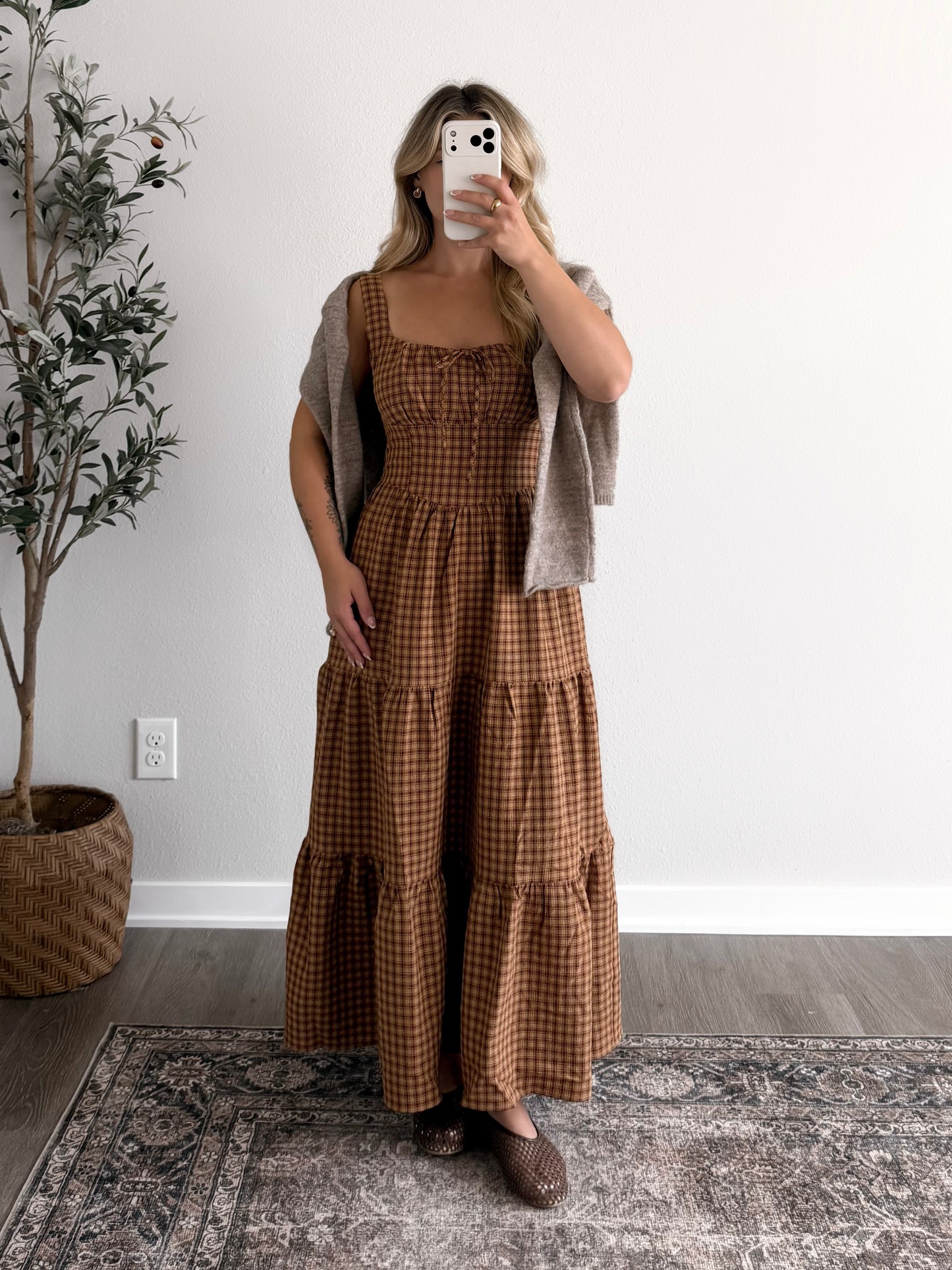 Ashford Gingham Midi Dress / Maple
