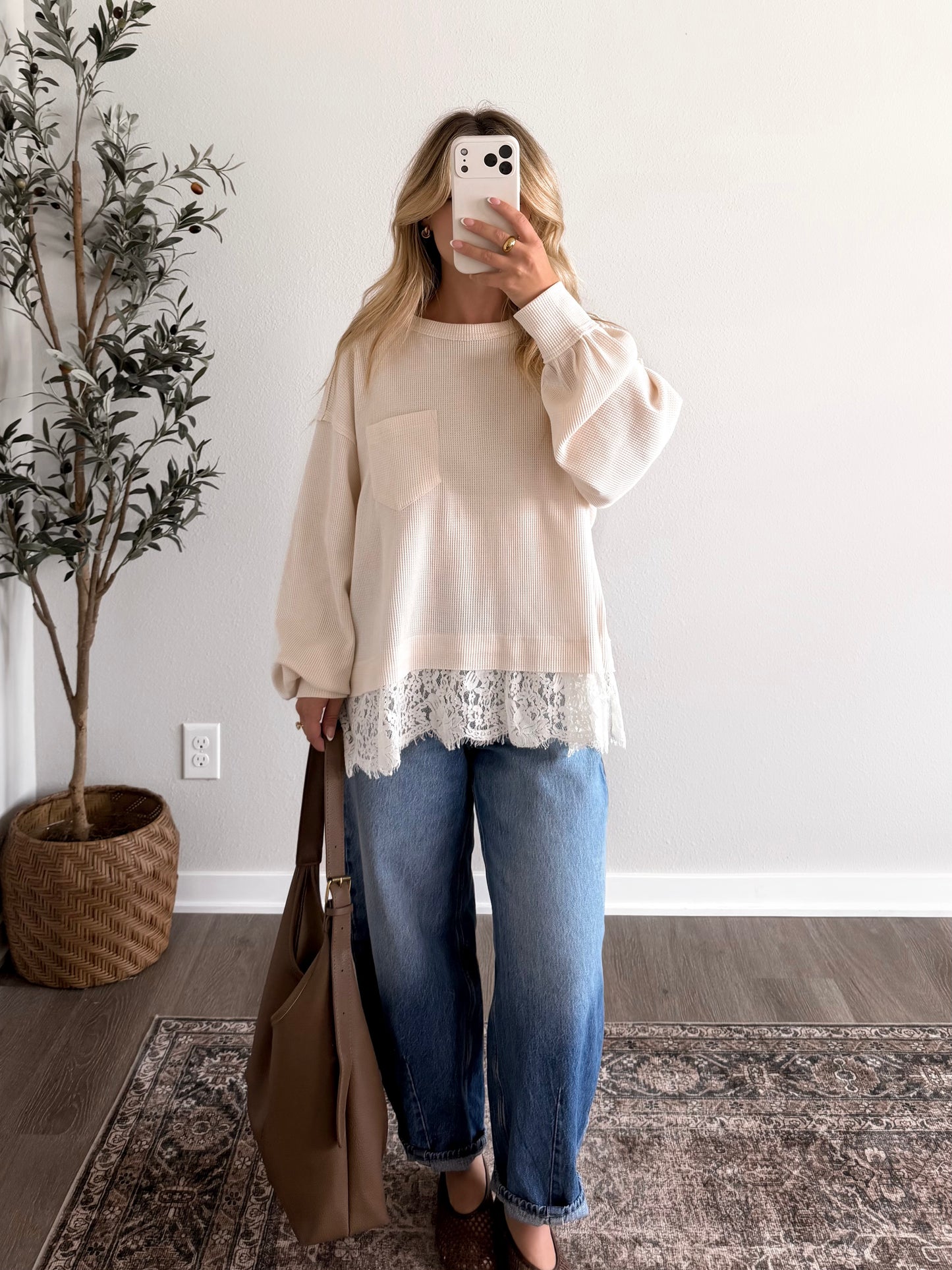 Cabin Morning Waffle Knit Top