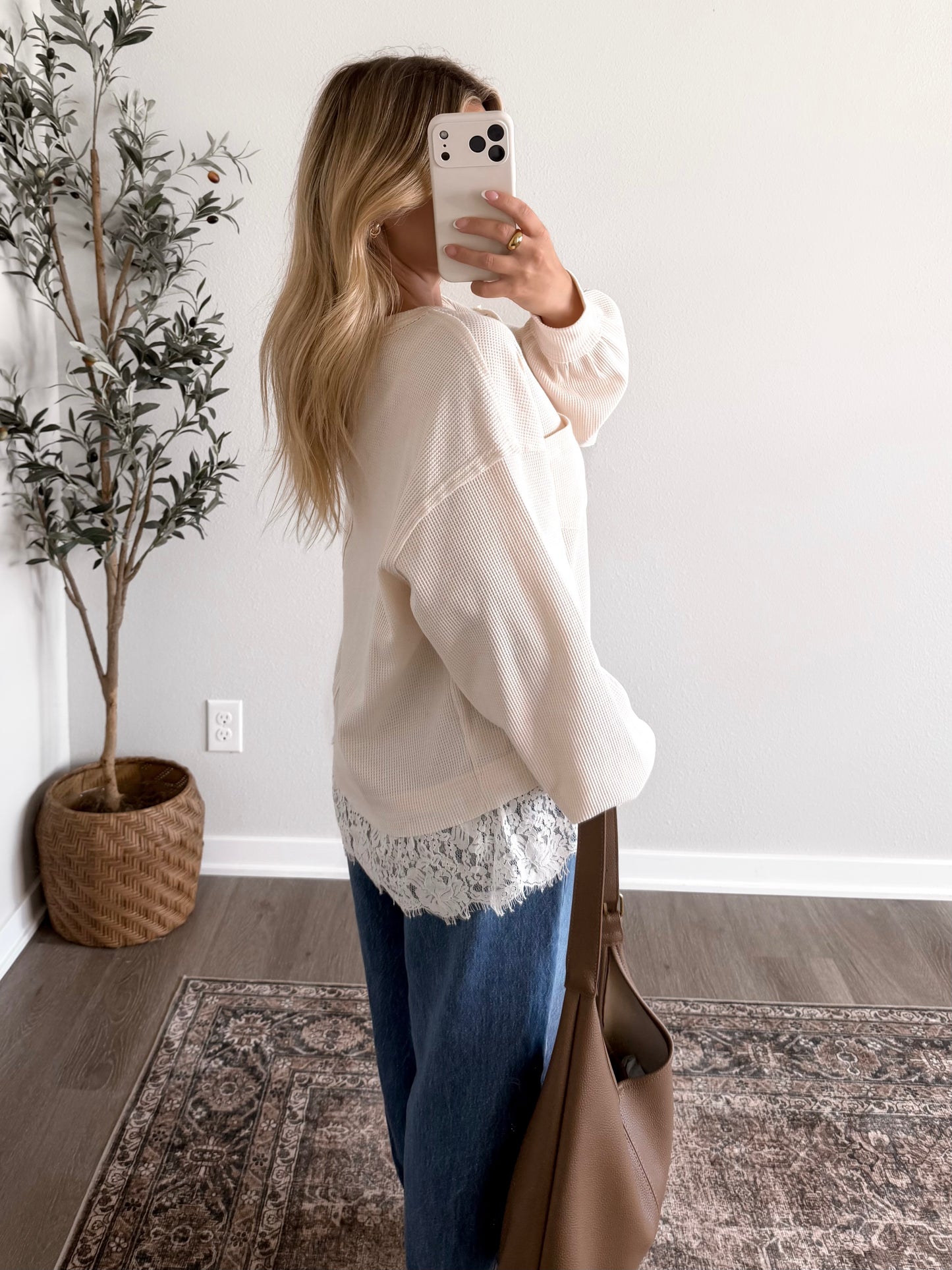 Cabin Morning Waffle Knit Top