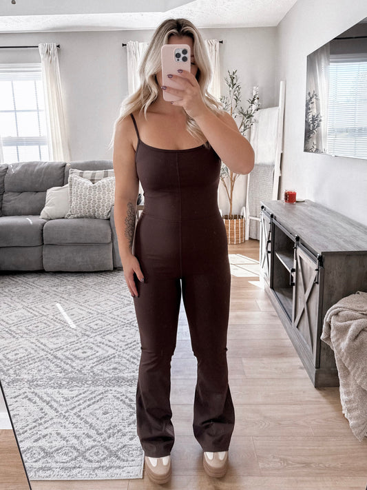 Shot Of Mocha Athleisure Jumpsuit Final Sale