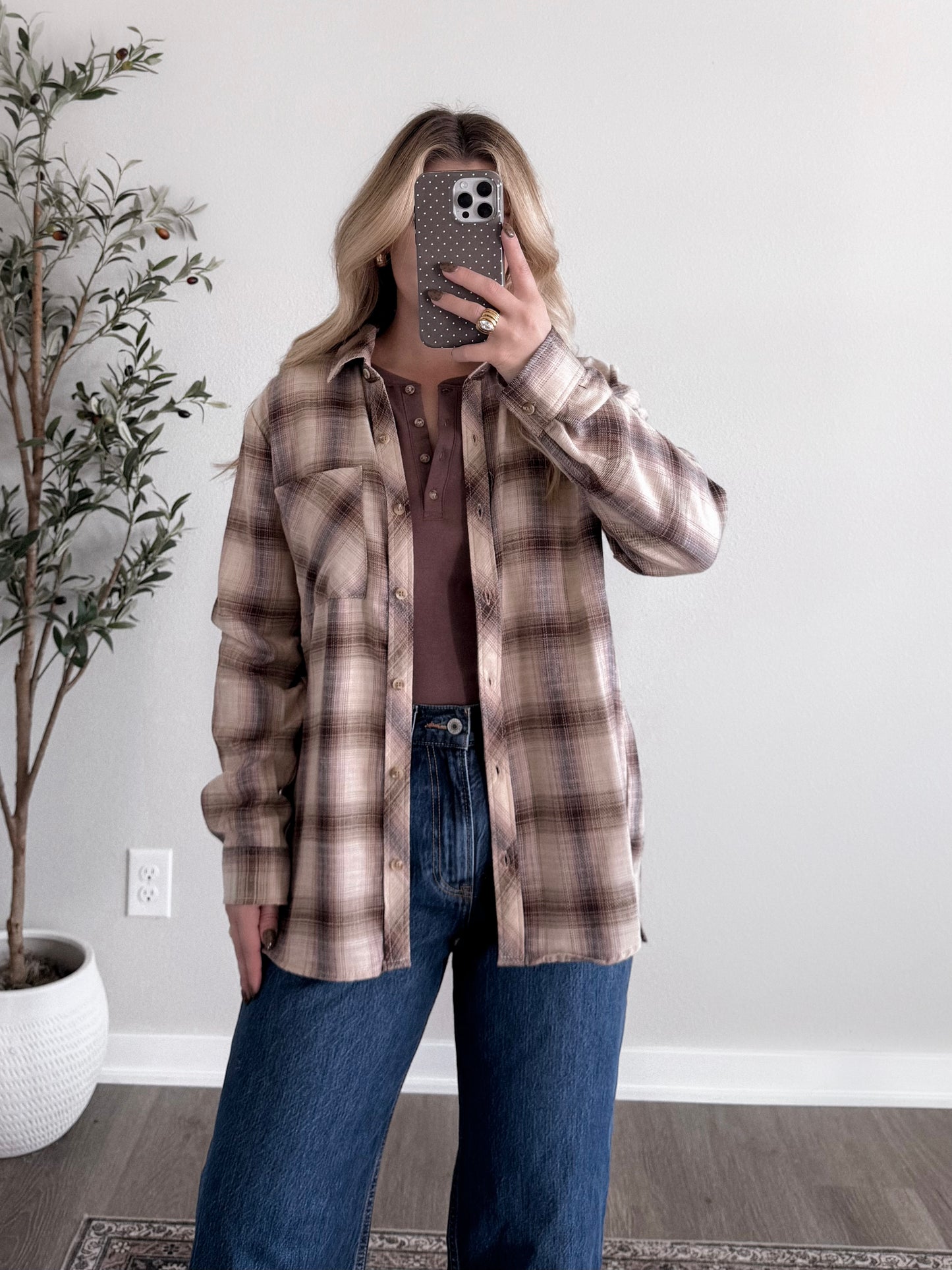 Autumn Day Relaxed Flannel / Beige-Brown