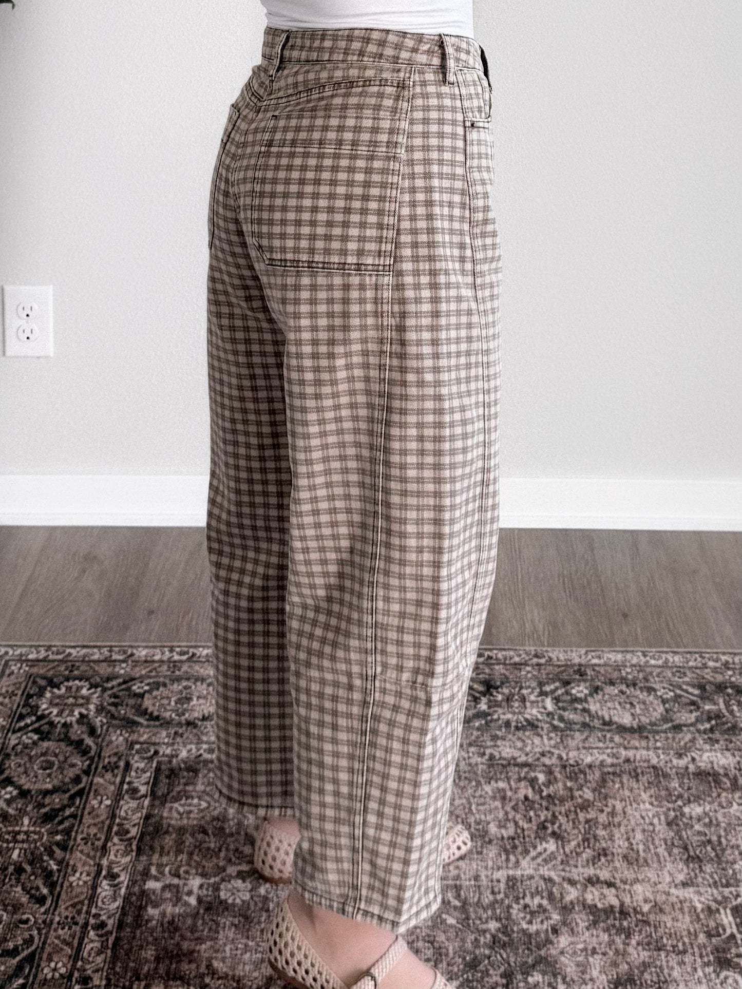 Gridlock Check Print Barrel Pant (Restocking Late Dec)
