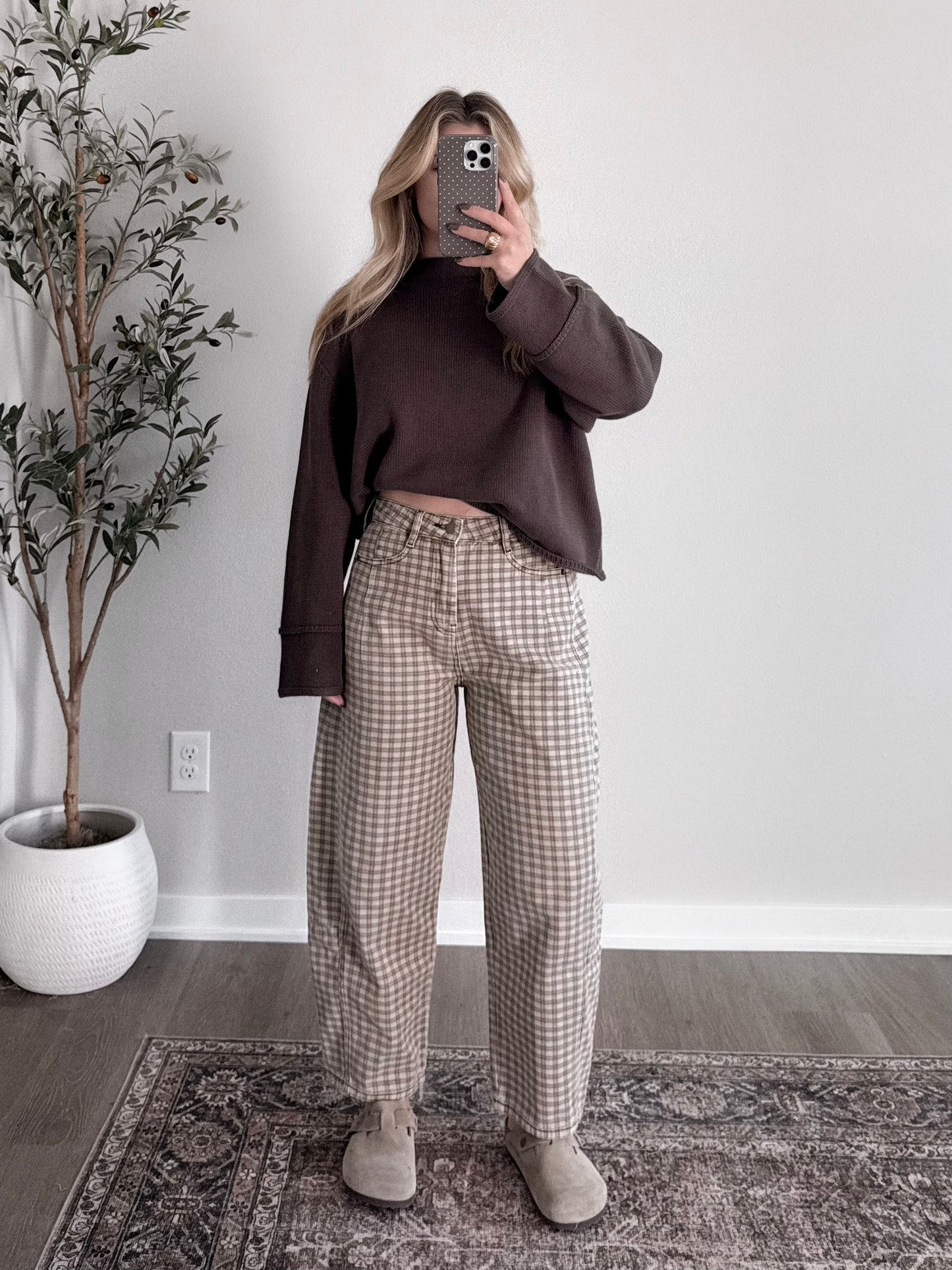 Gridlock Check Print Barrel Pant (Restocking Late Dec)