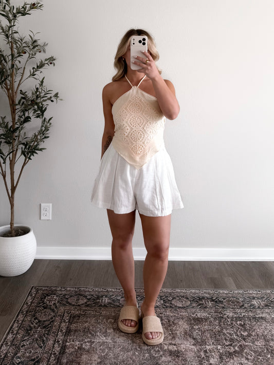 Medallion Crochet Halter Top / Butter