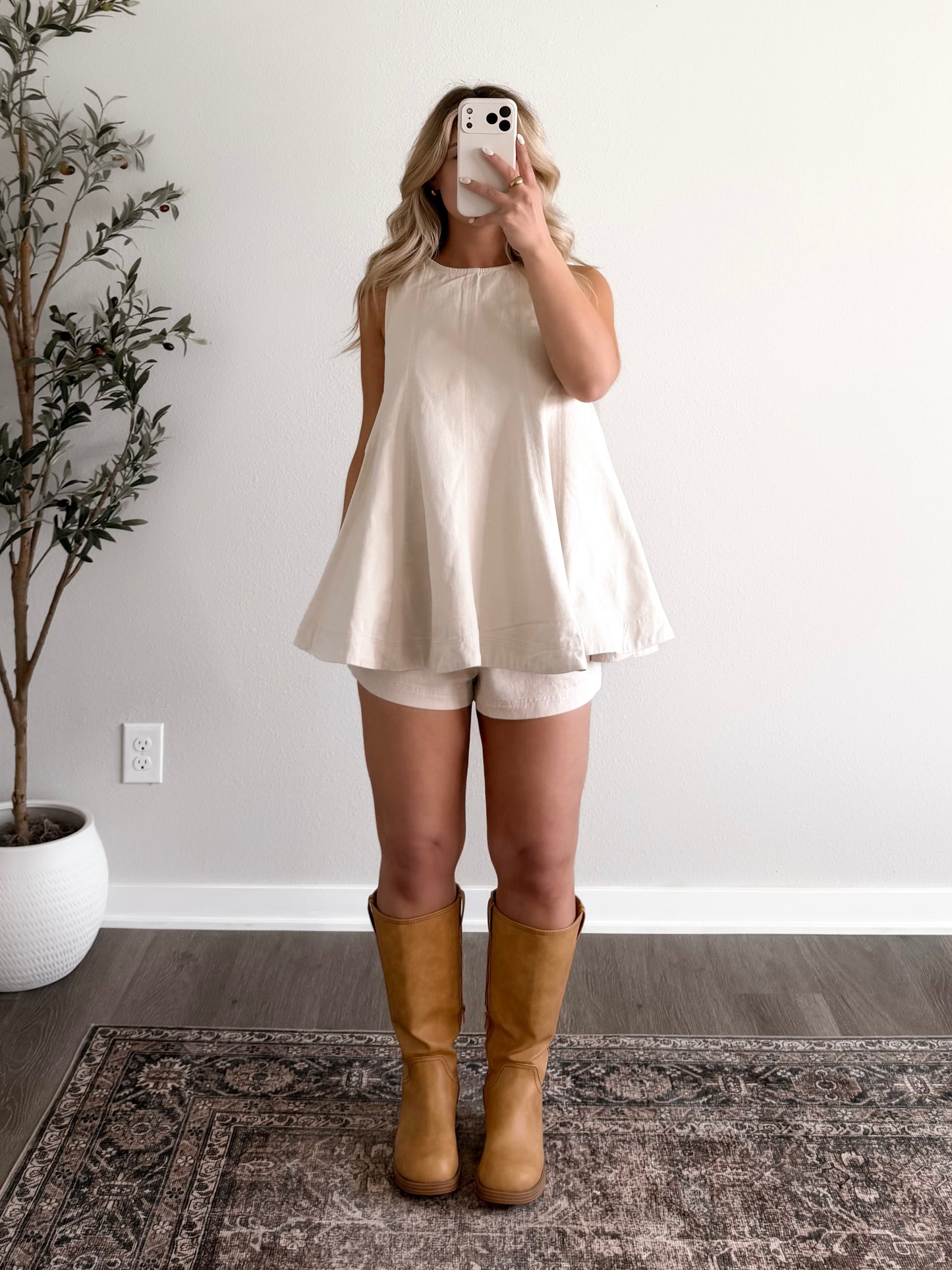 Short Story Denim Set / Cream