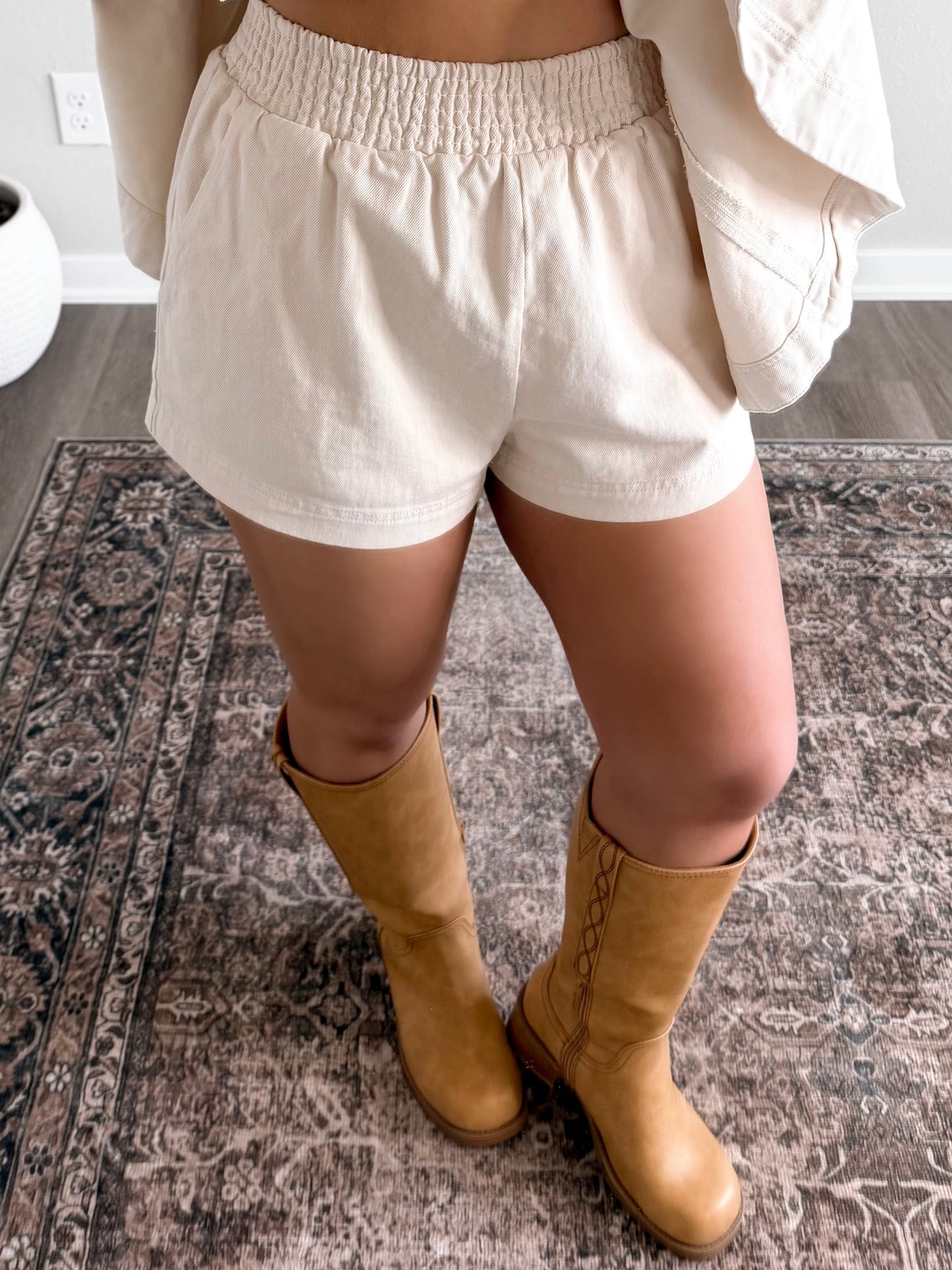 Short Story Denim Set / Cream