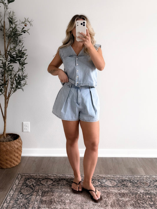 Small Town Denim Short Set