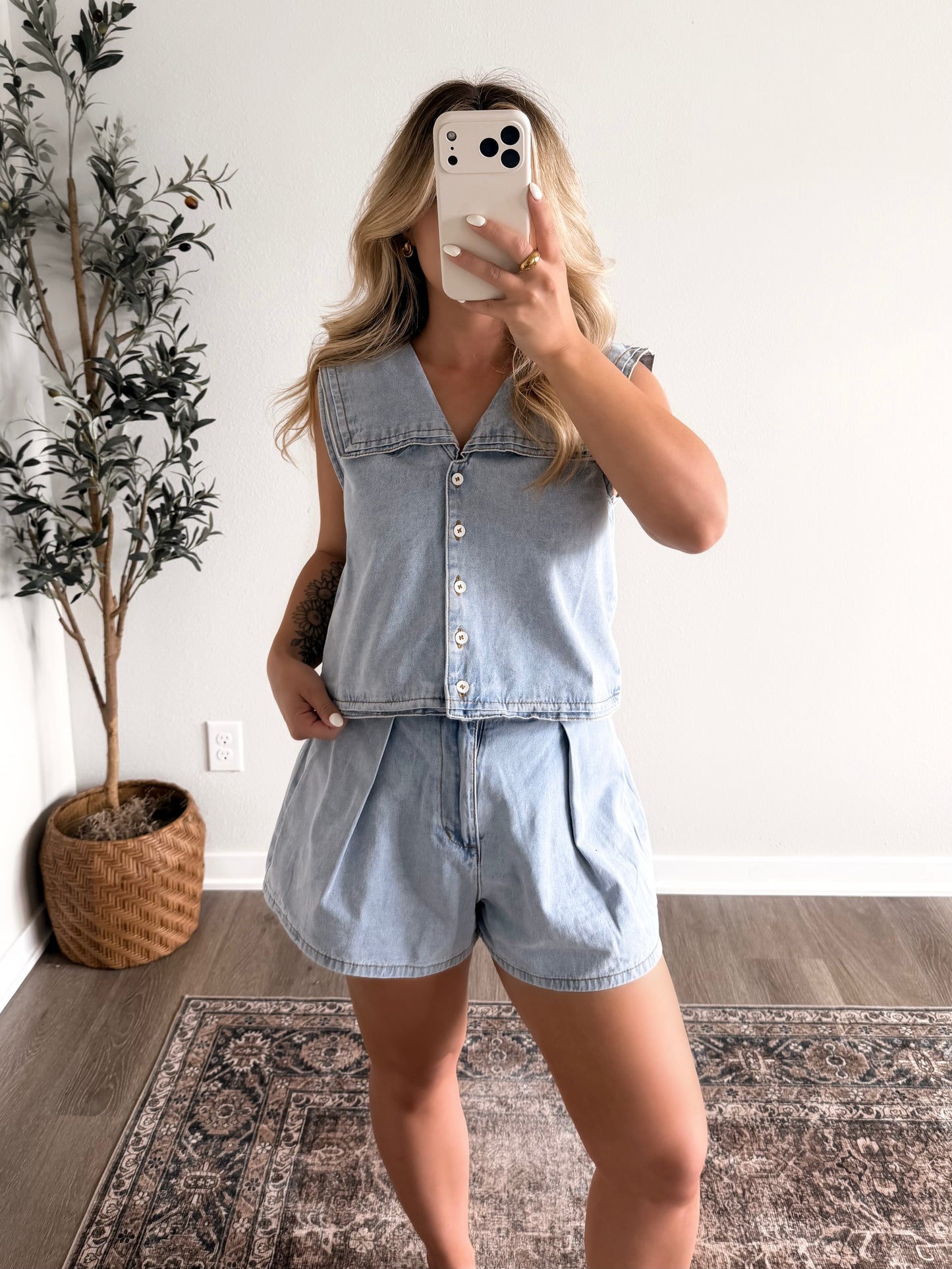 Small Town Denim Short Set