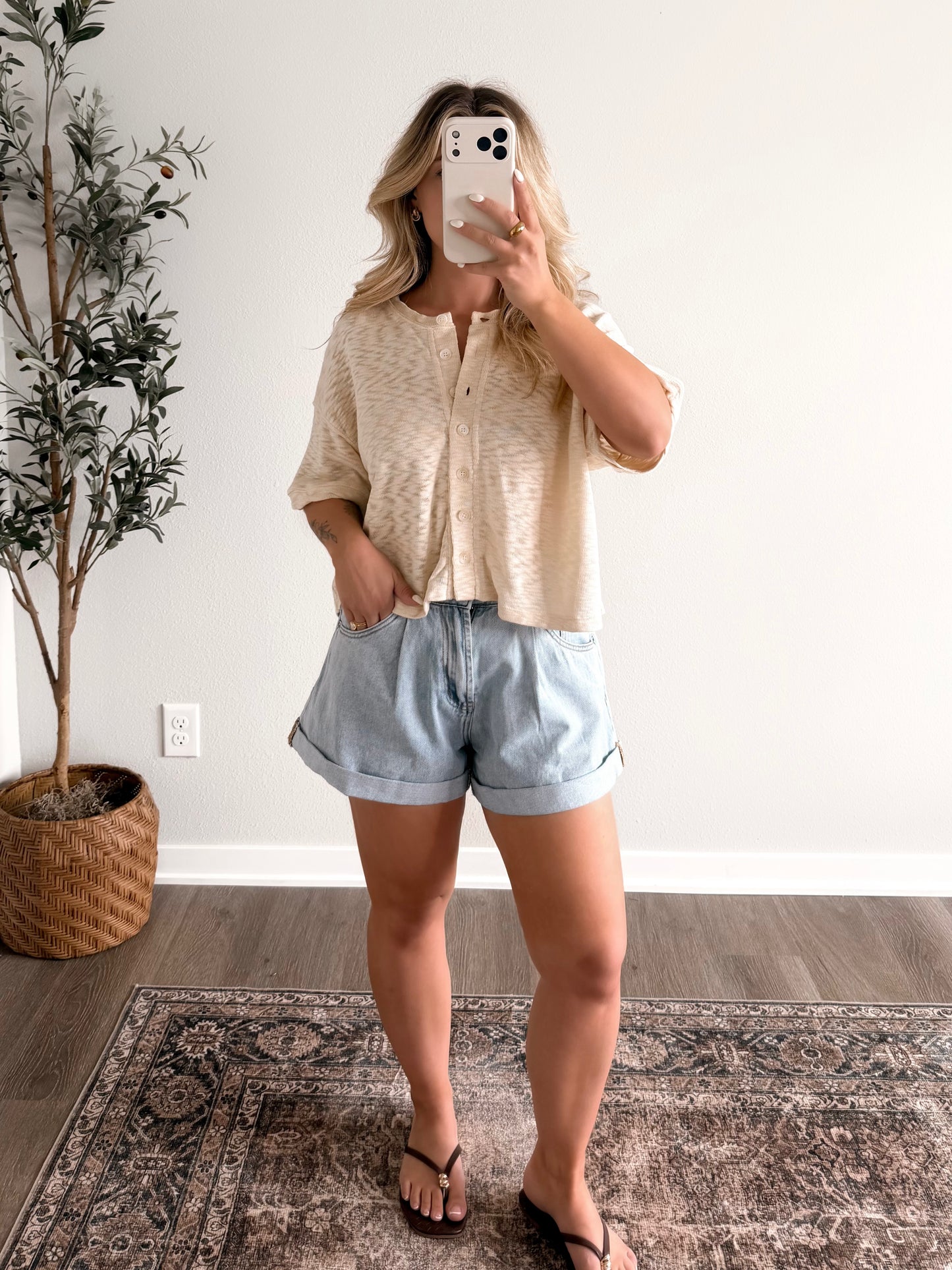 Oatmilk Button Down Top