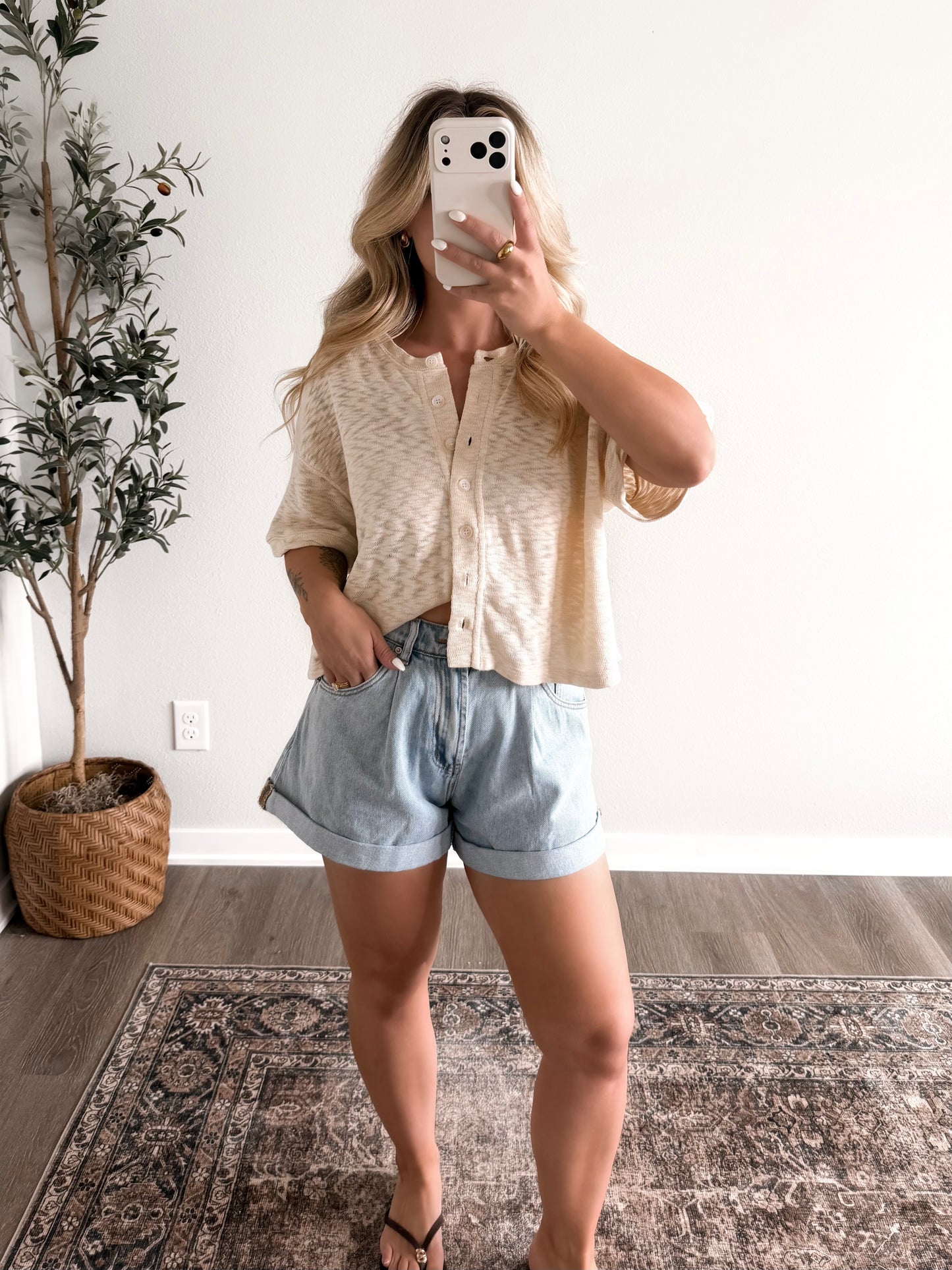 Oatmilk Button Down Top