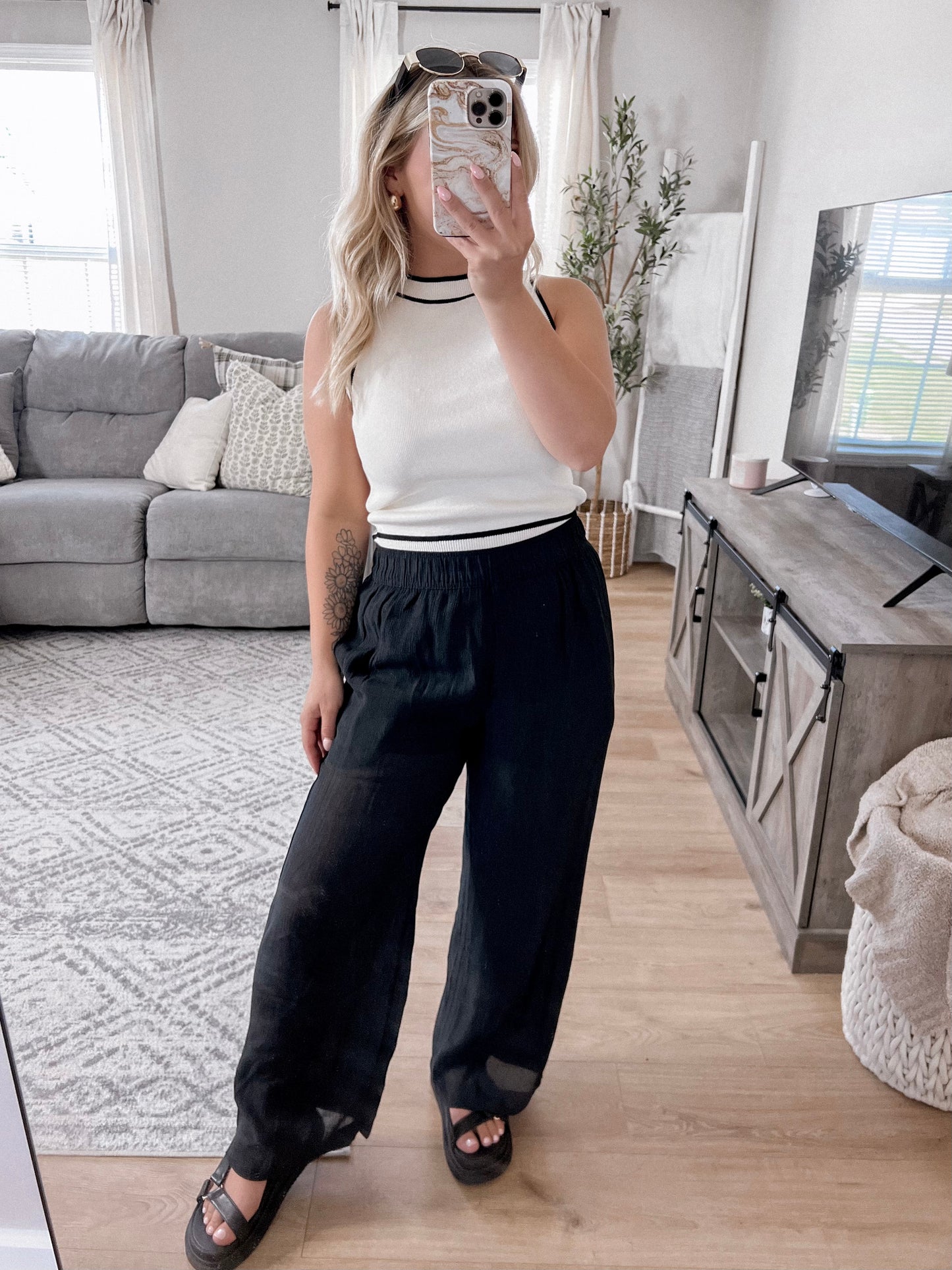 Dark Skies Wide Leg Pants - Black