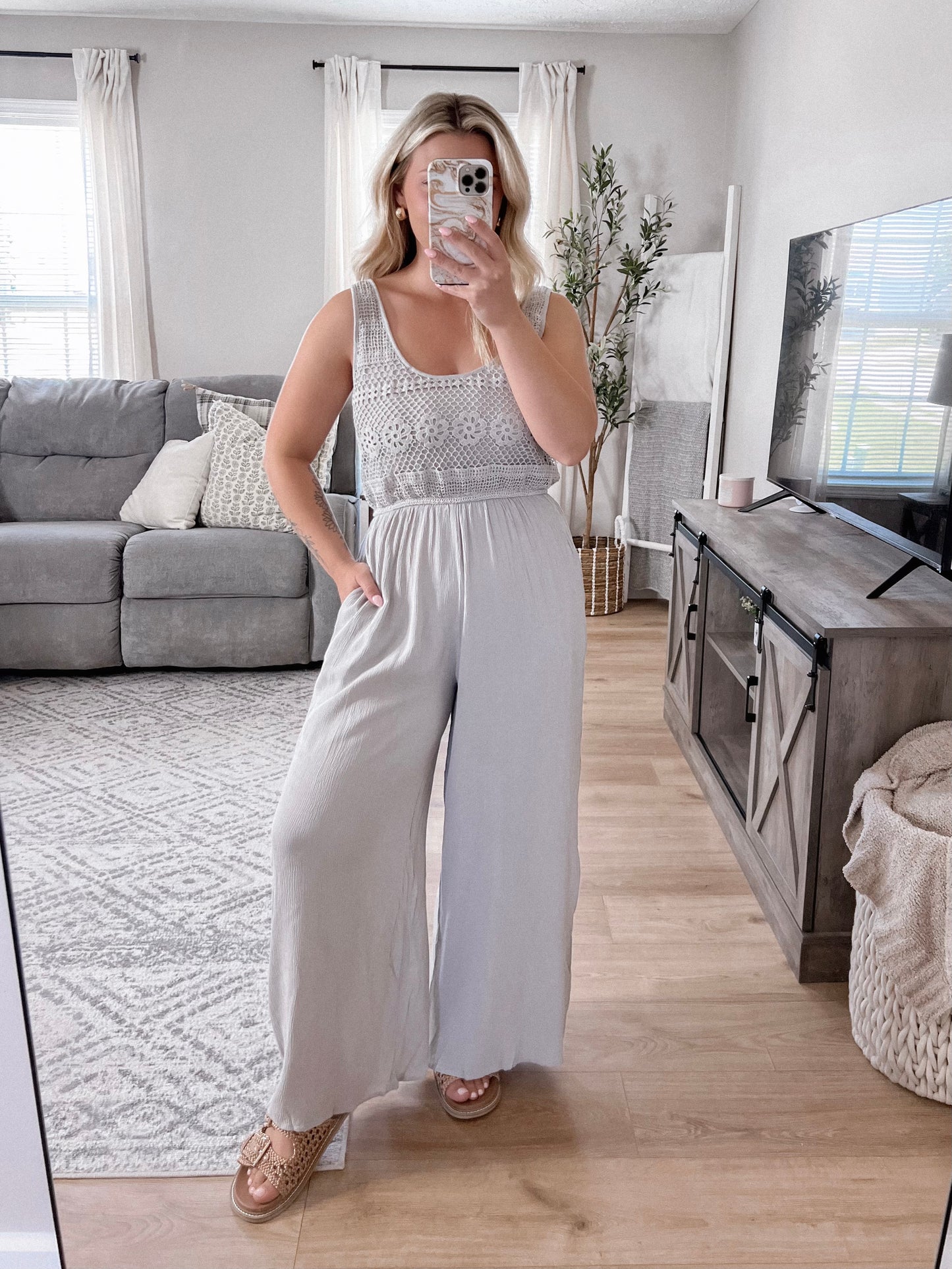 Porch Swing Crochet Jumpsuit Final Sale