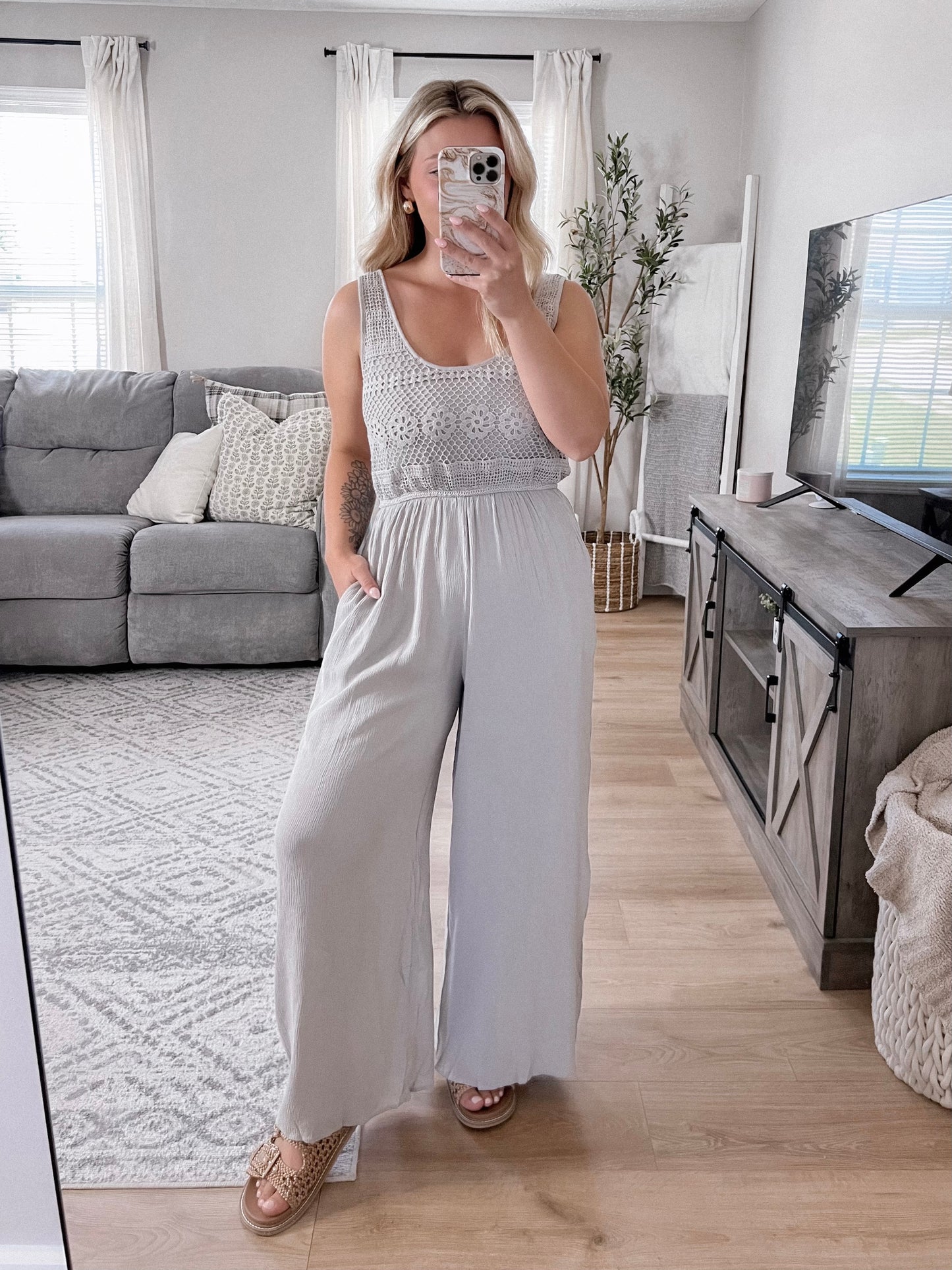 Porch Swing Crochet Jumpsuit Final Sale