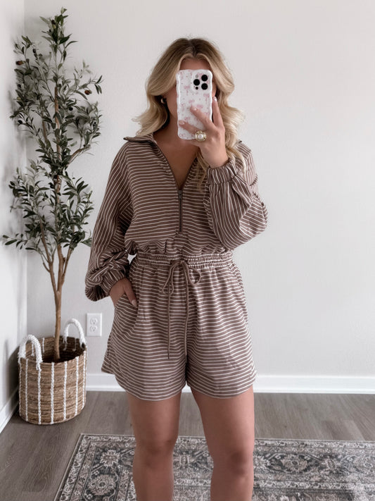 Morning Mocha's Striped Romper