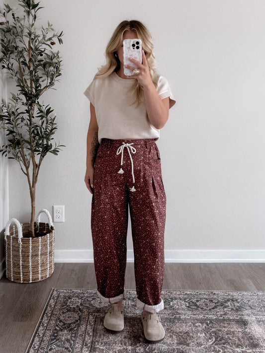 Rustic Floral Relaxed Barrel Pant (Restocking End Of August)