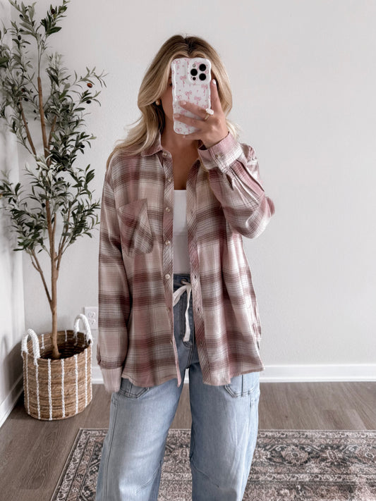 Autumn Day Relaxed Flannel / Mauve Combo