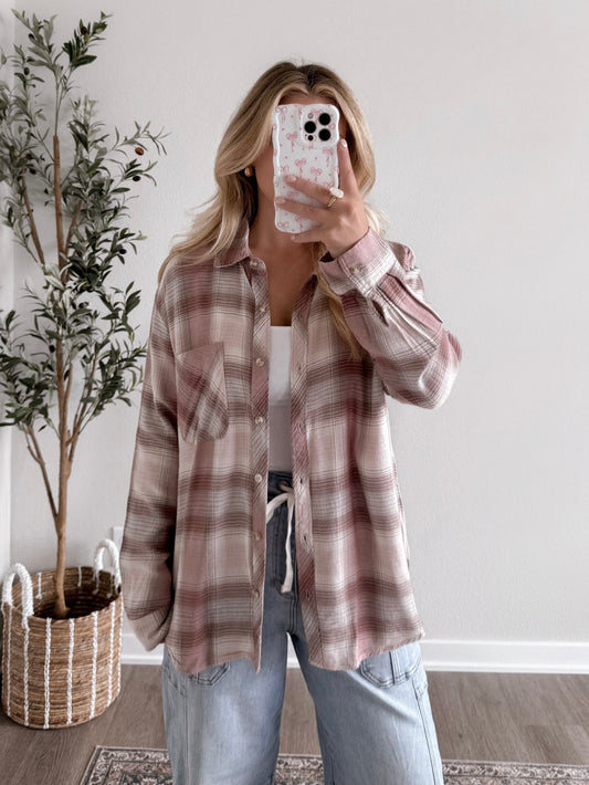 Autumn Day Relaxed Flannel / Mauve Combo