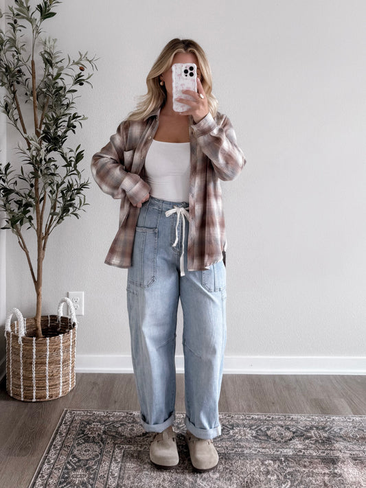 Autumn Day Relaxed Flannel / Mocha Blue Combo