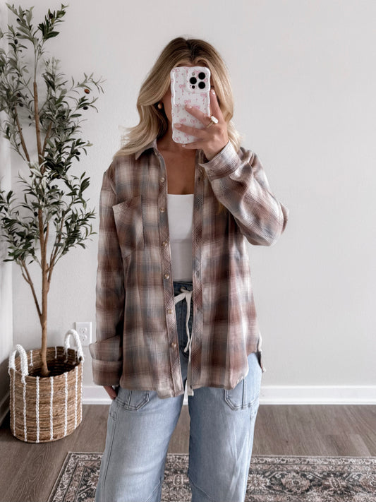 Autumn Day Relaxed Flannel / Mocha Blue Combo