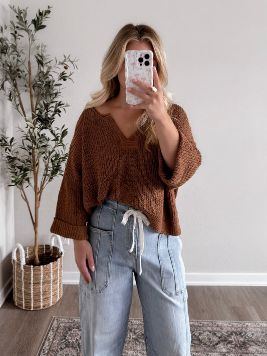 On Repeat Knit Sweater / Warm Brown (Restocking Soon)