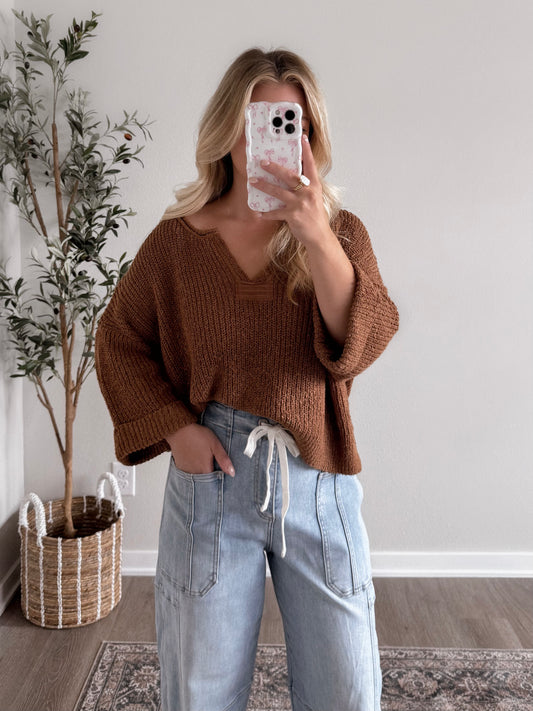 On Repeat Knit Sweater / Warm Brown (Restocking Soon)