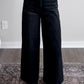 Zayne High Waisted Crop Wide Leg Jean / Washed Black