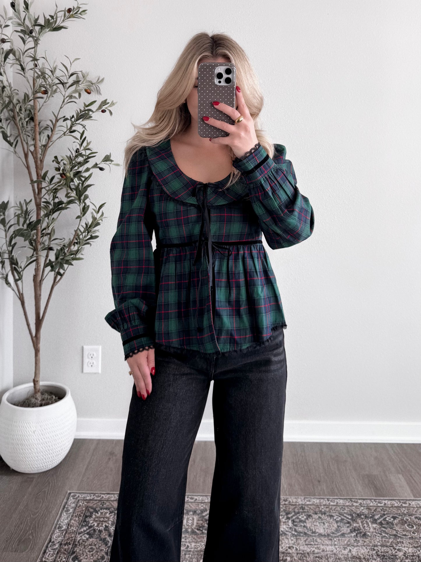 Velvet Evergreen Plaid Top Final Sale