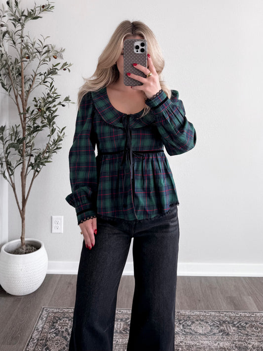 Velvet Evergreen Plaid Top Final Sale