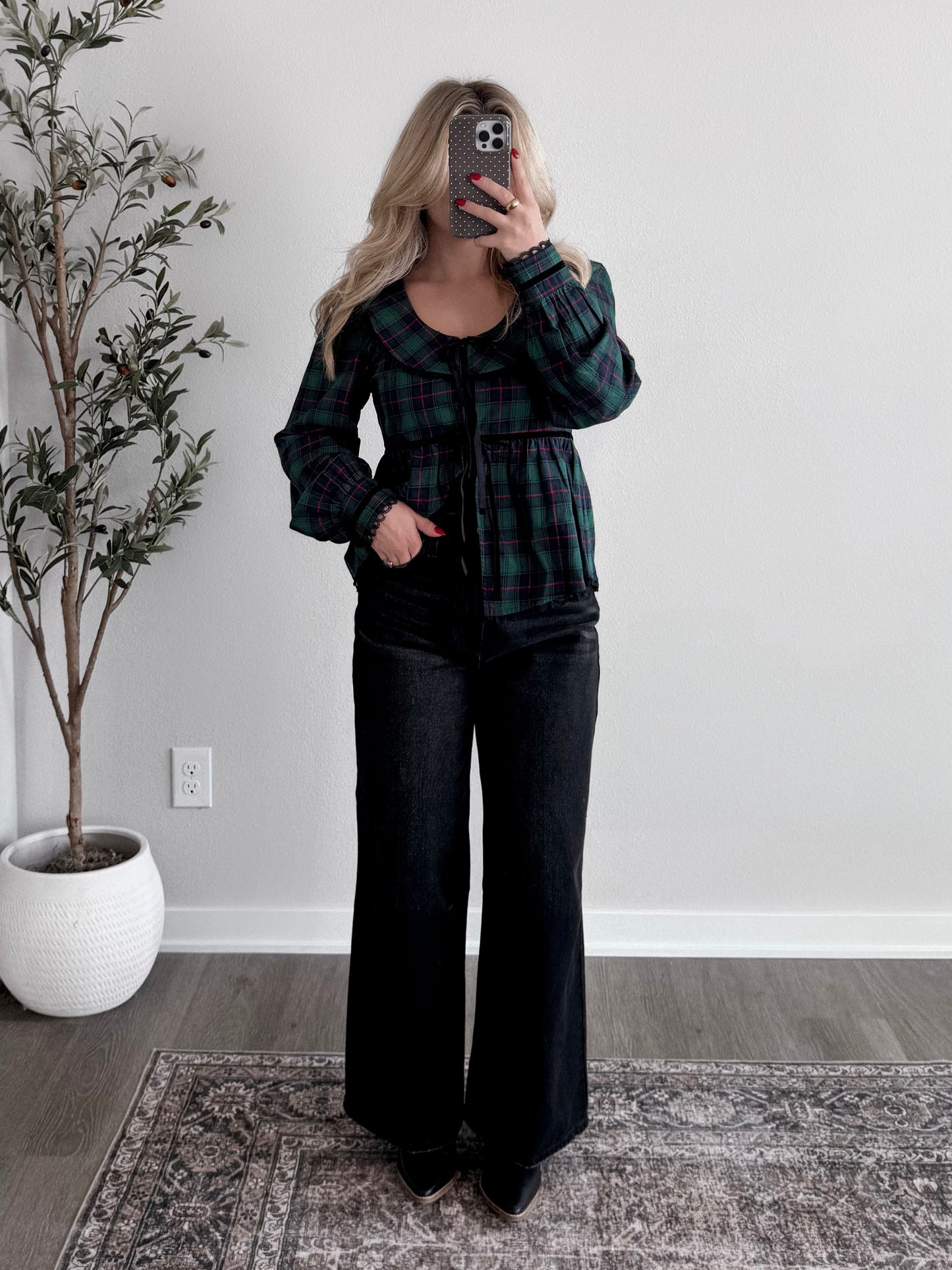 Velvet Evergreen Plaid Top Final Sale