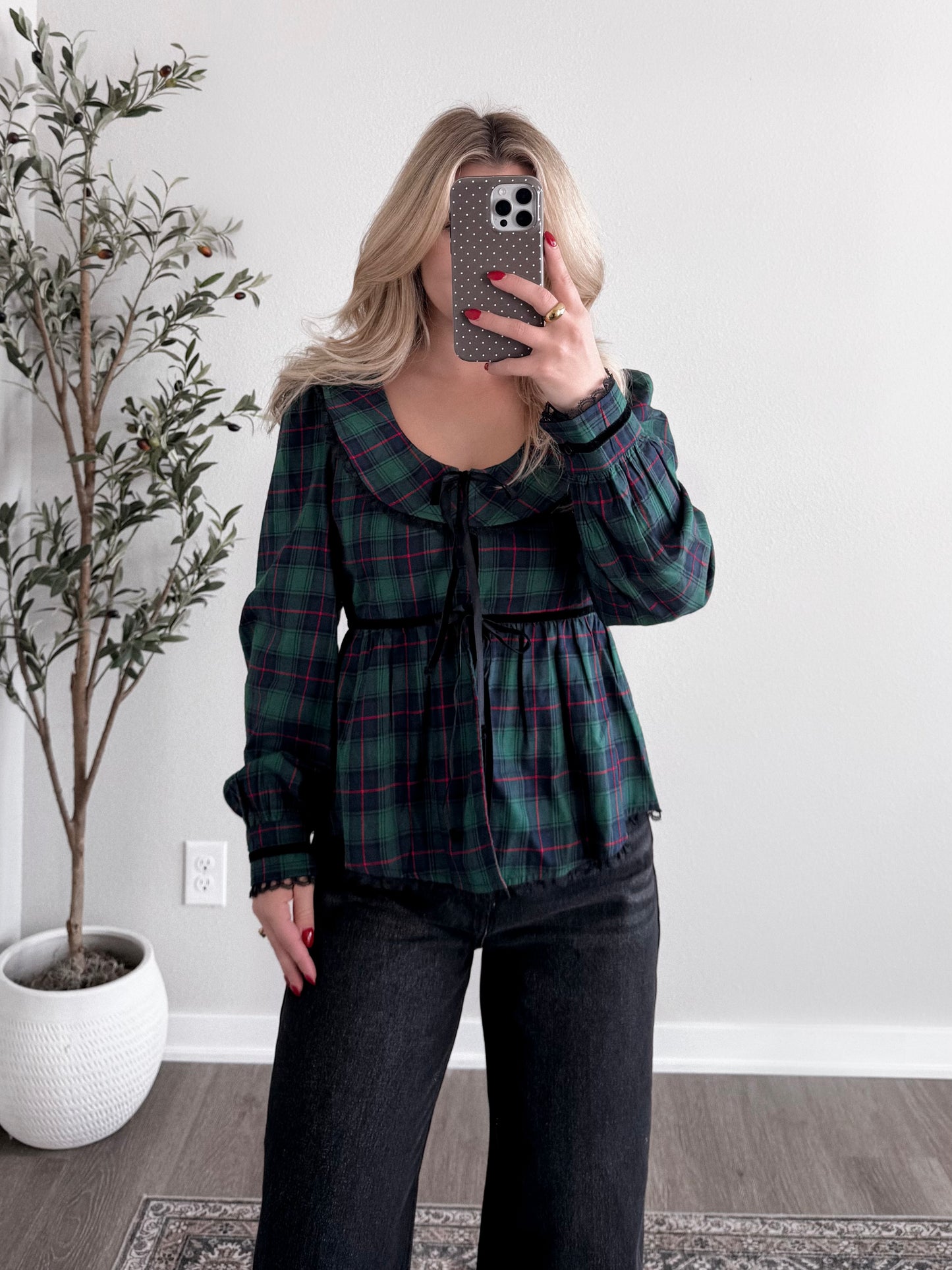 Velvet Evergreen Plaid Top Final Sale