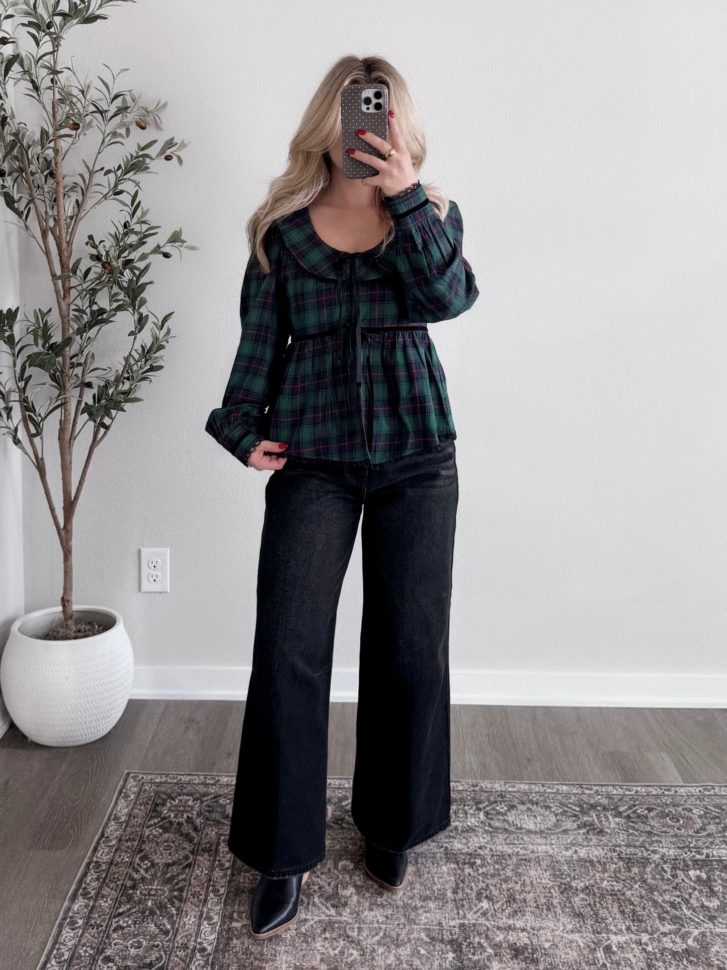 Velvet Evergreen Plaid Top Final Sale