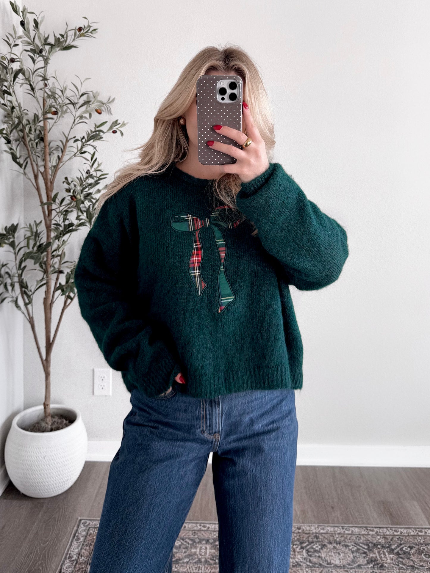 Vintage Christmas Bow Sweater Final Sale