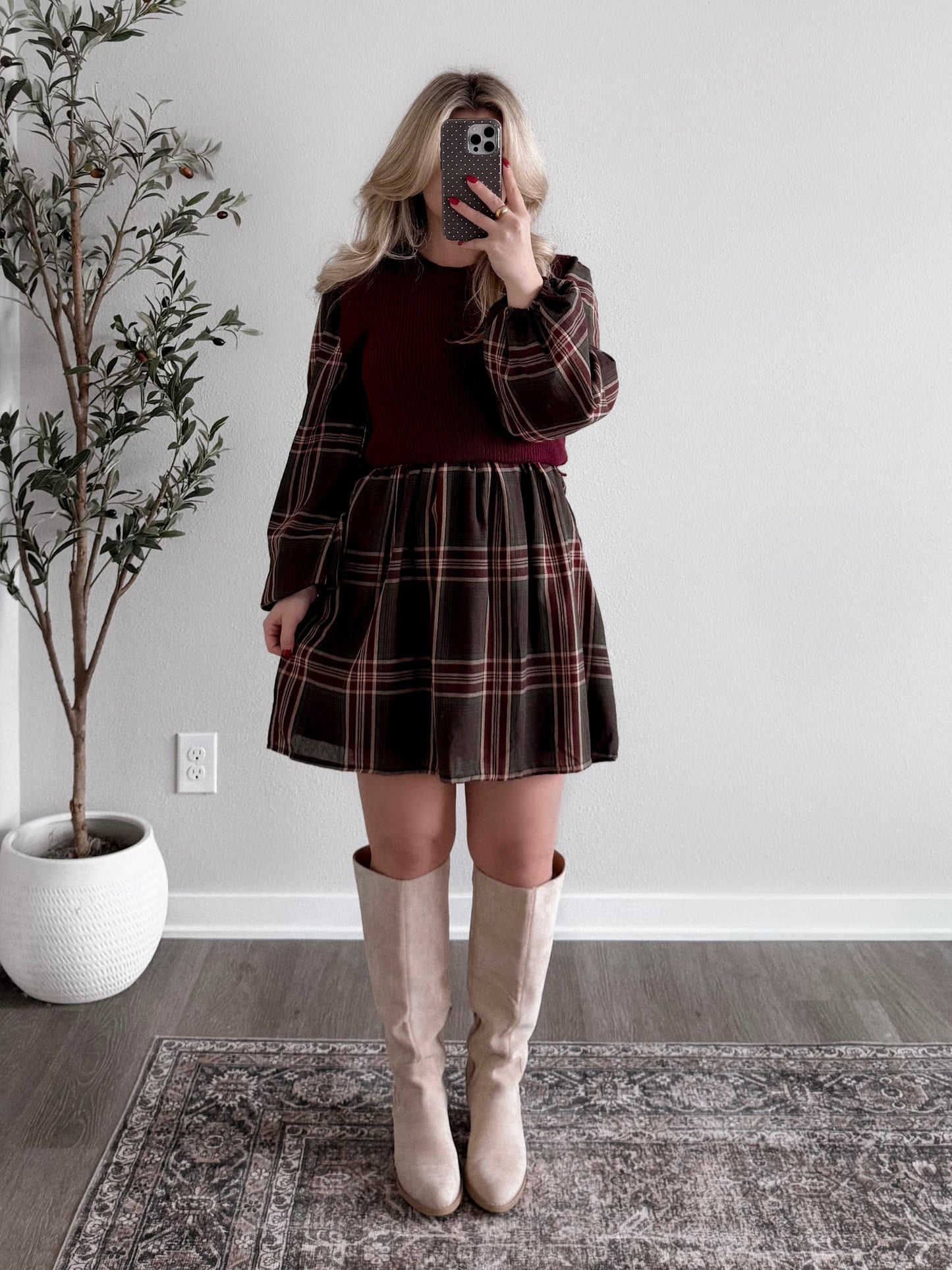 City Check Sweater Dress
