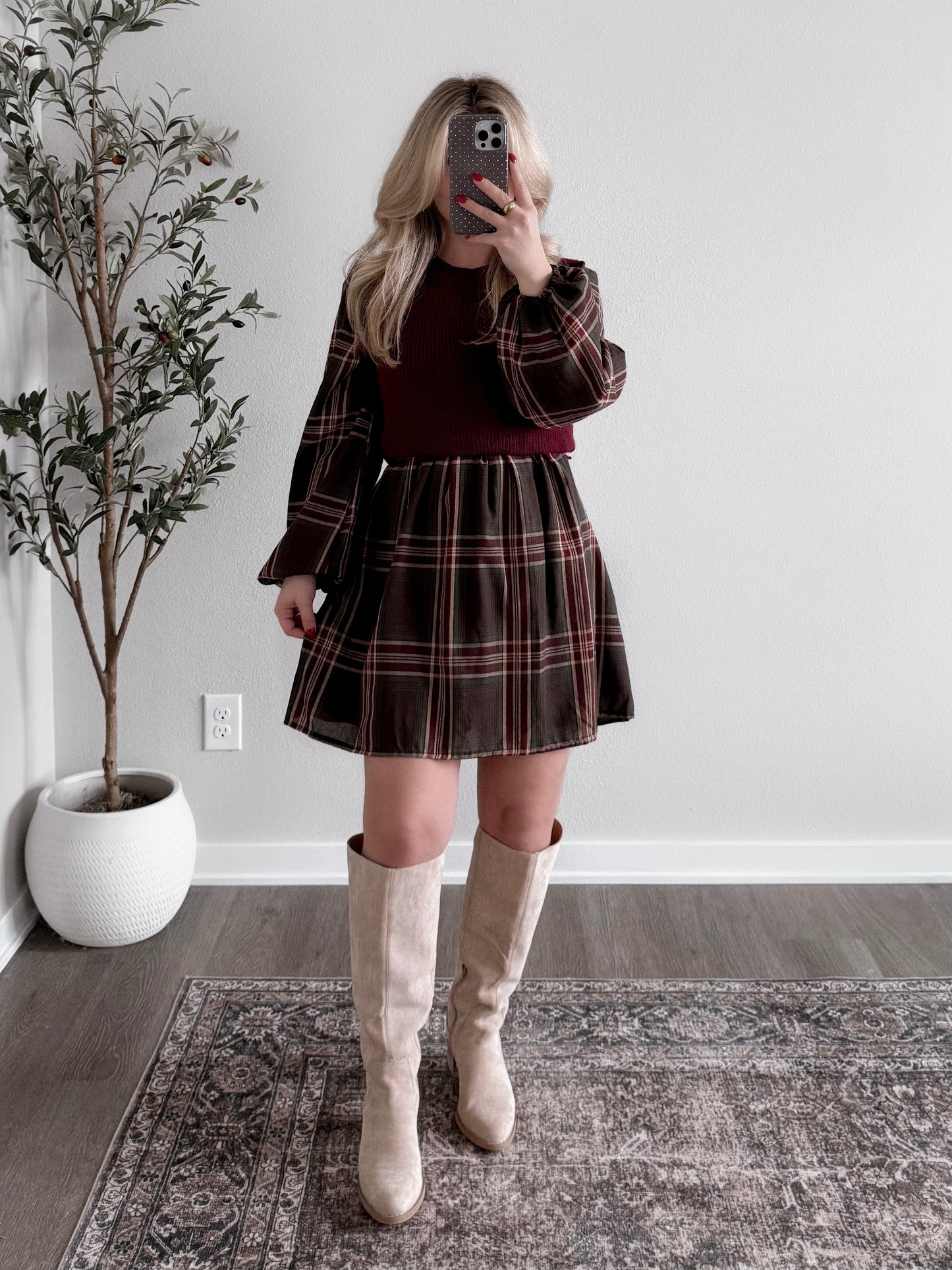 City Check Sweater Dress
