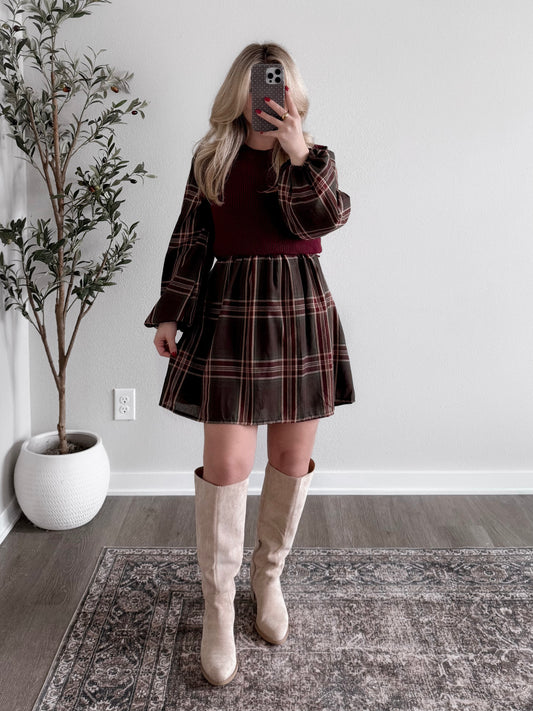 City Check Sweater Dress