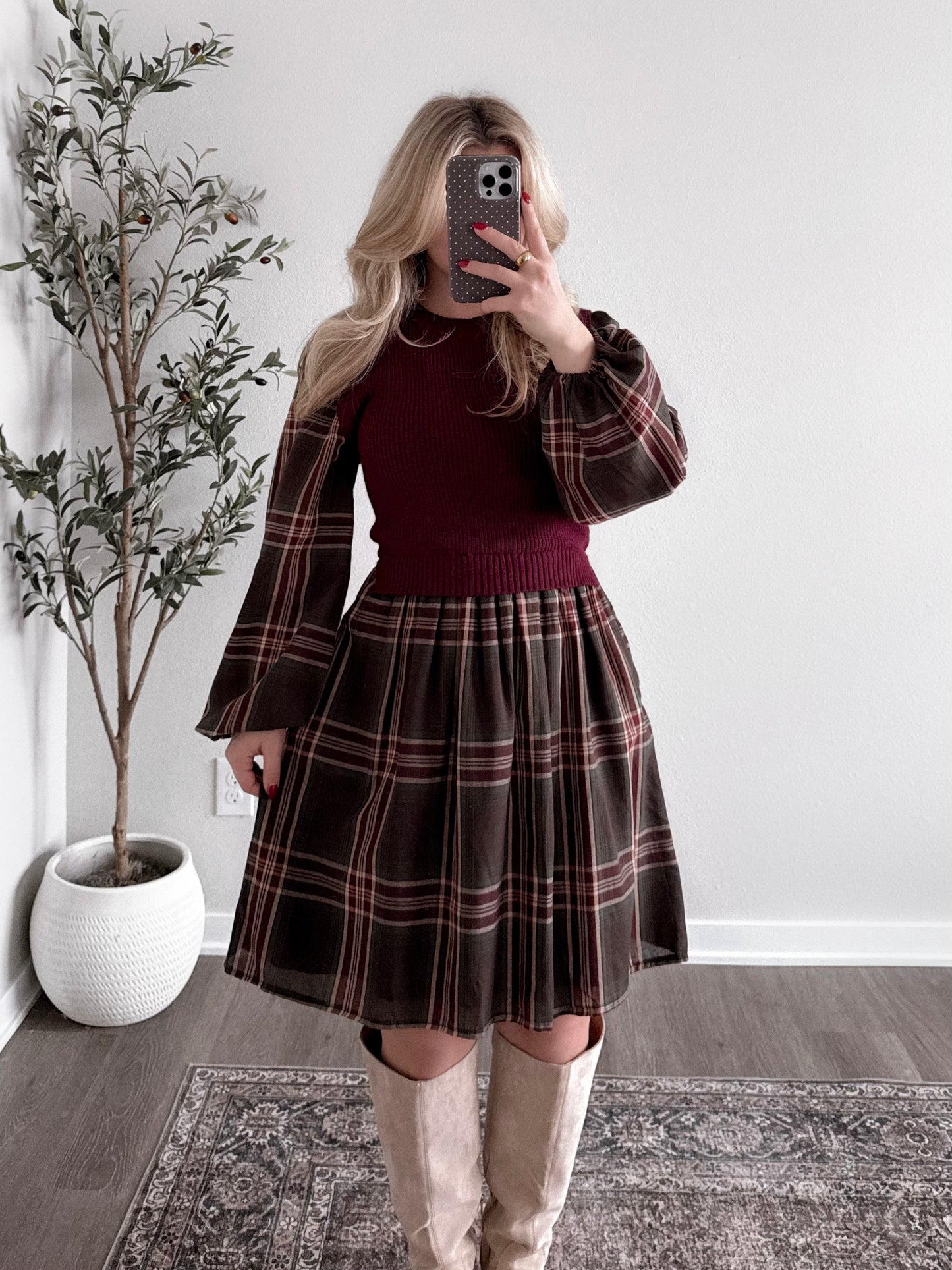 City Check Sweater Dress