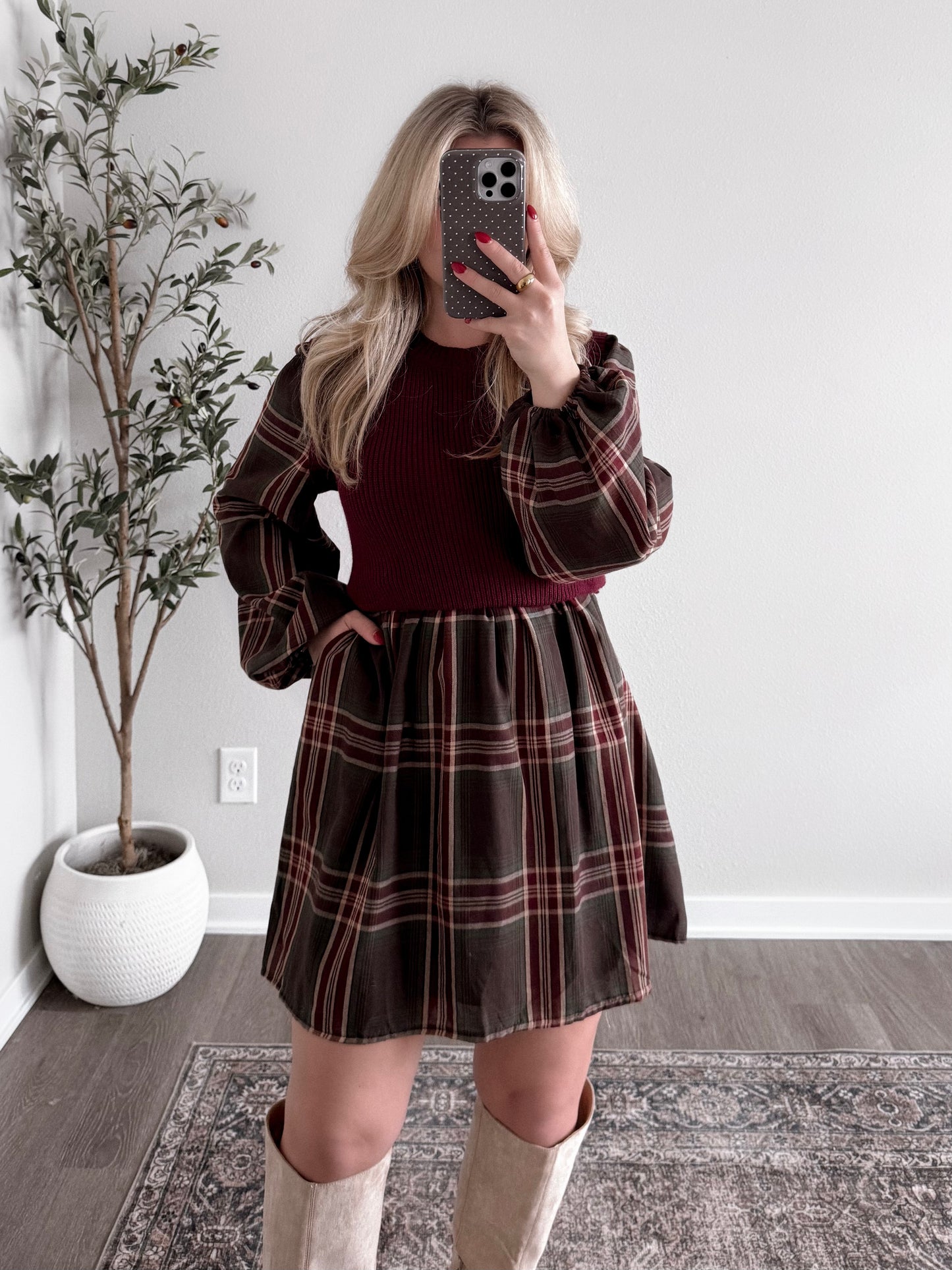 City Check Sweater Dress