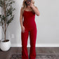 Running Late Athleisure Jumpsuit / Red