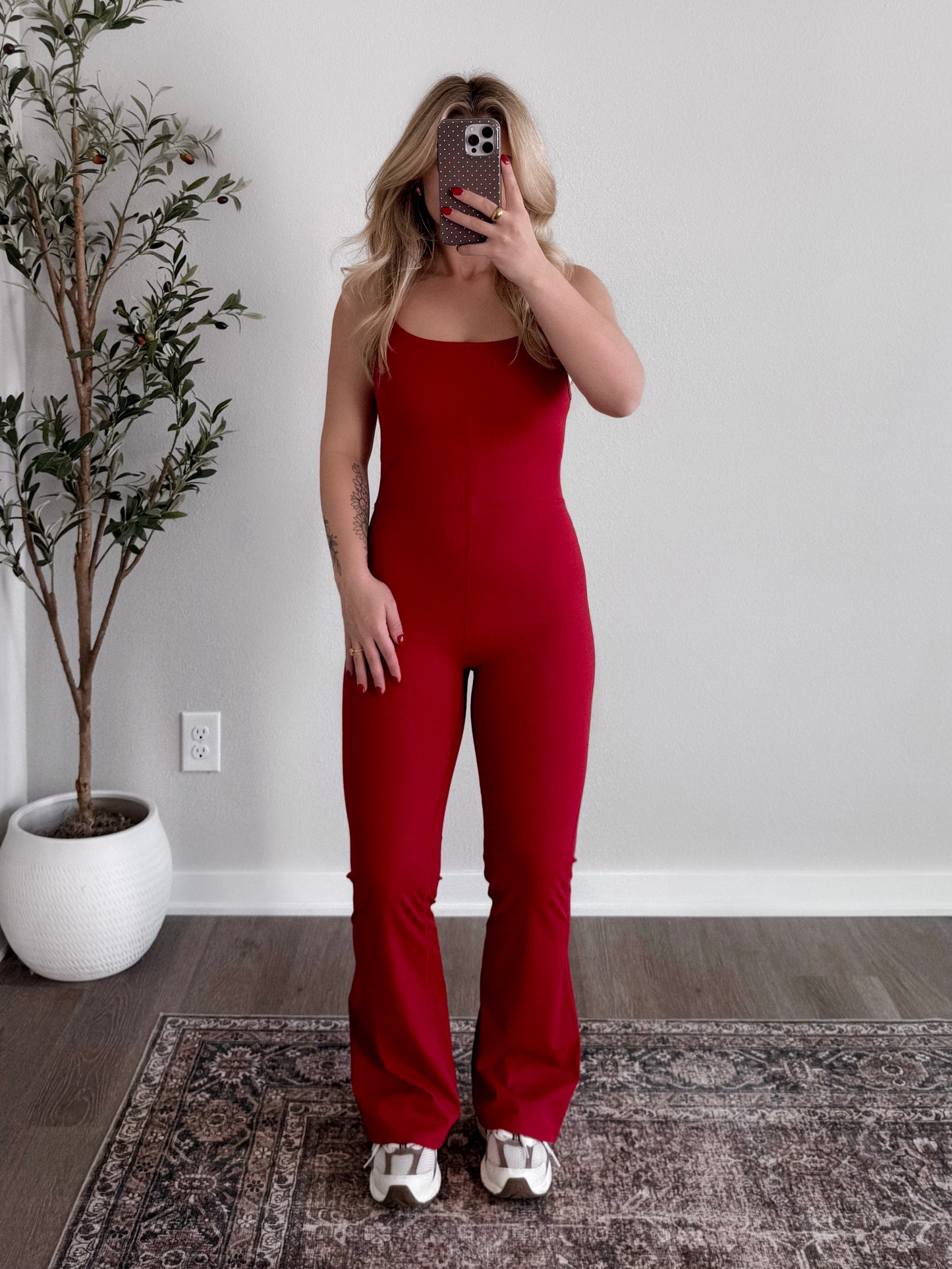 Running Late Athleisure Jumpsuit / Red